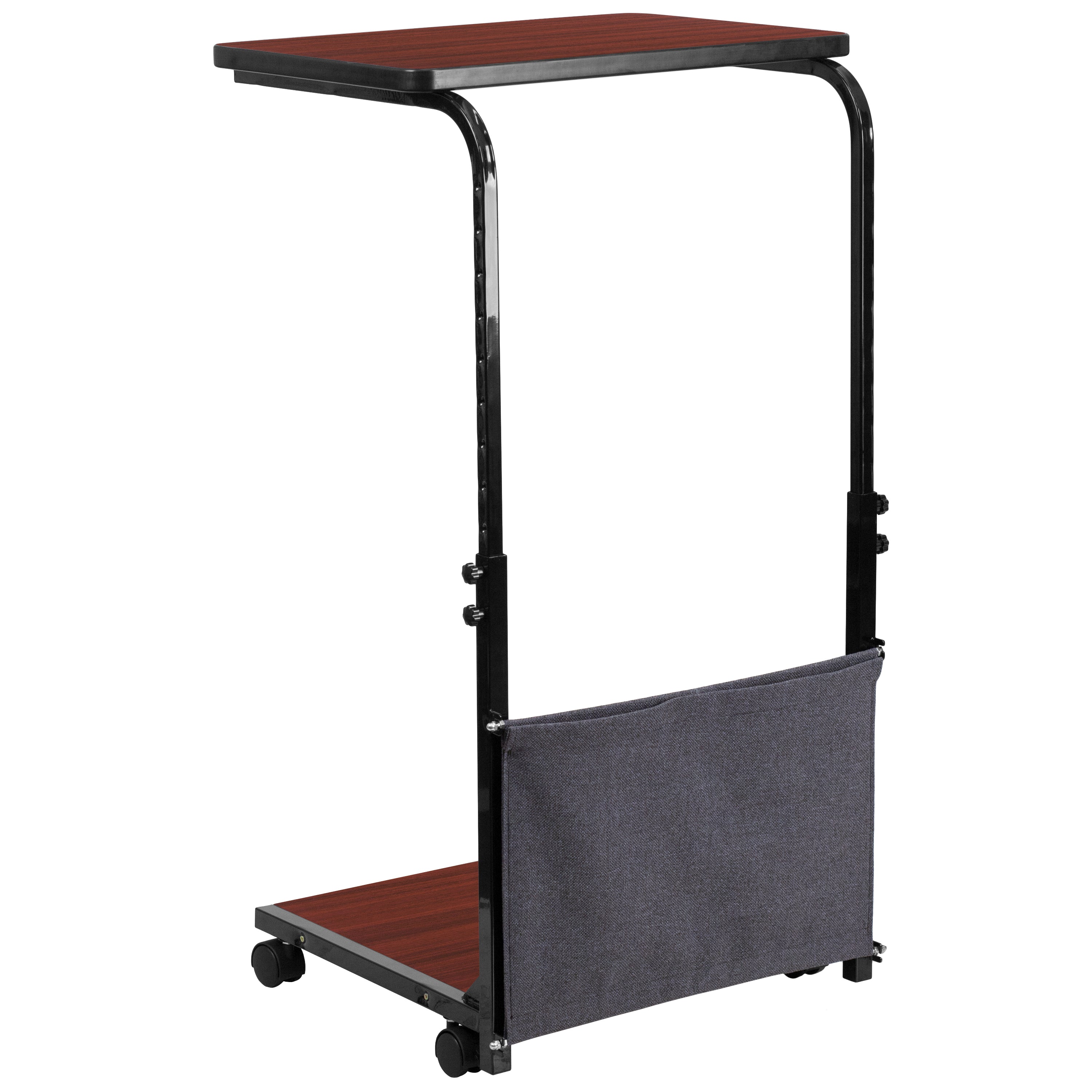 Charger Mobile Sit-Down, Stand-Up Mahogany Computer Ergonomic Desk with Removable Pouch (Adjustable Range 27'' - 46.5'')