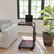 Charger Mobile Sit-Down, Stand-Up Mahogany Computer Ergonomic Desk with Removable Pouch (Adjustable Range 27'' - 46.5'')