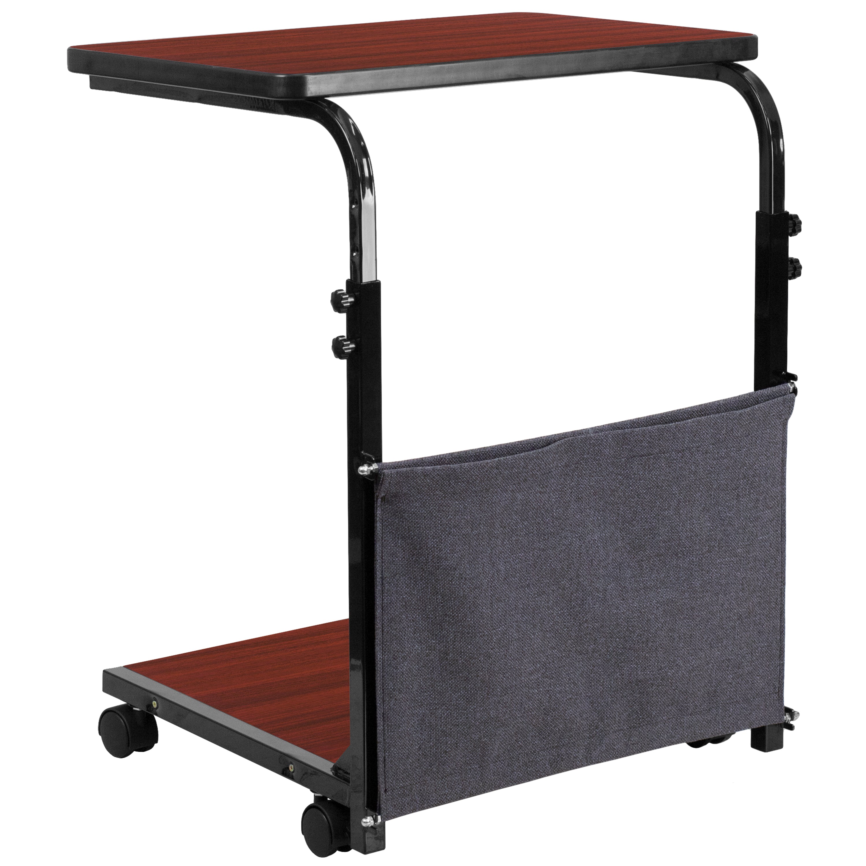 Charger Mobile Sit-Down, Stand-Up Mahogany Computer Ergonomic Desk with Removable Pouch (Adjustable Range 27'' - 46.5'')