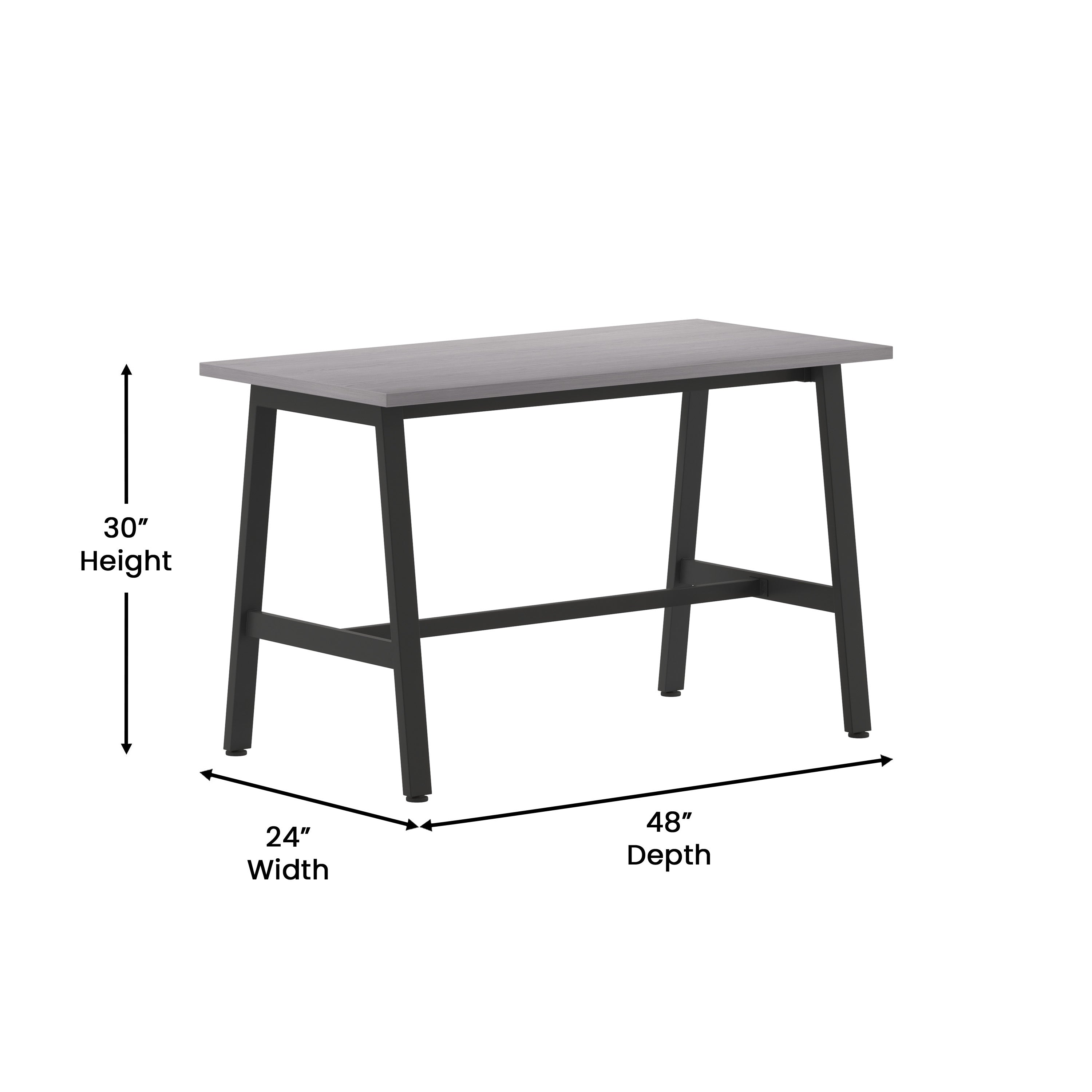 Redmond Commercial 48x24 Conference Table with 1" Thick Double Sided Laminate Table Top with PVC Edging and Heavy Duty A-Frame Steel Base, Gray Oak