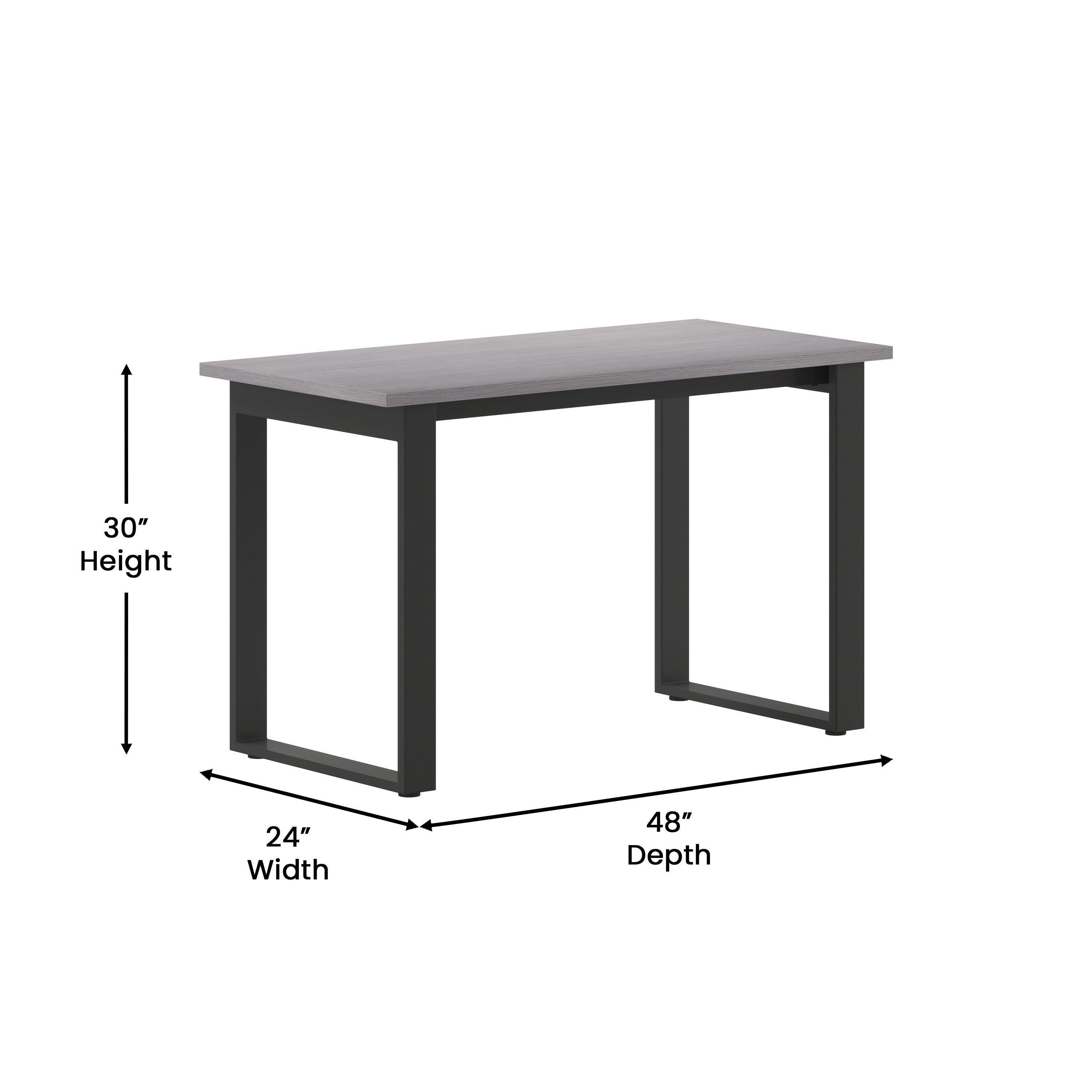 Redmond Commercial 48x24 Conference Table with 1" Thick Double Sided Laminate Table Top with PVC Edging and Heavy Duty U-Frame Steel Base, Gray Oak