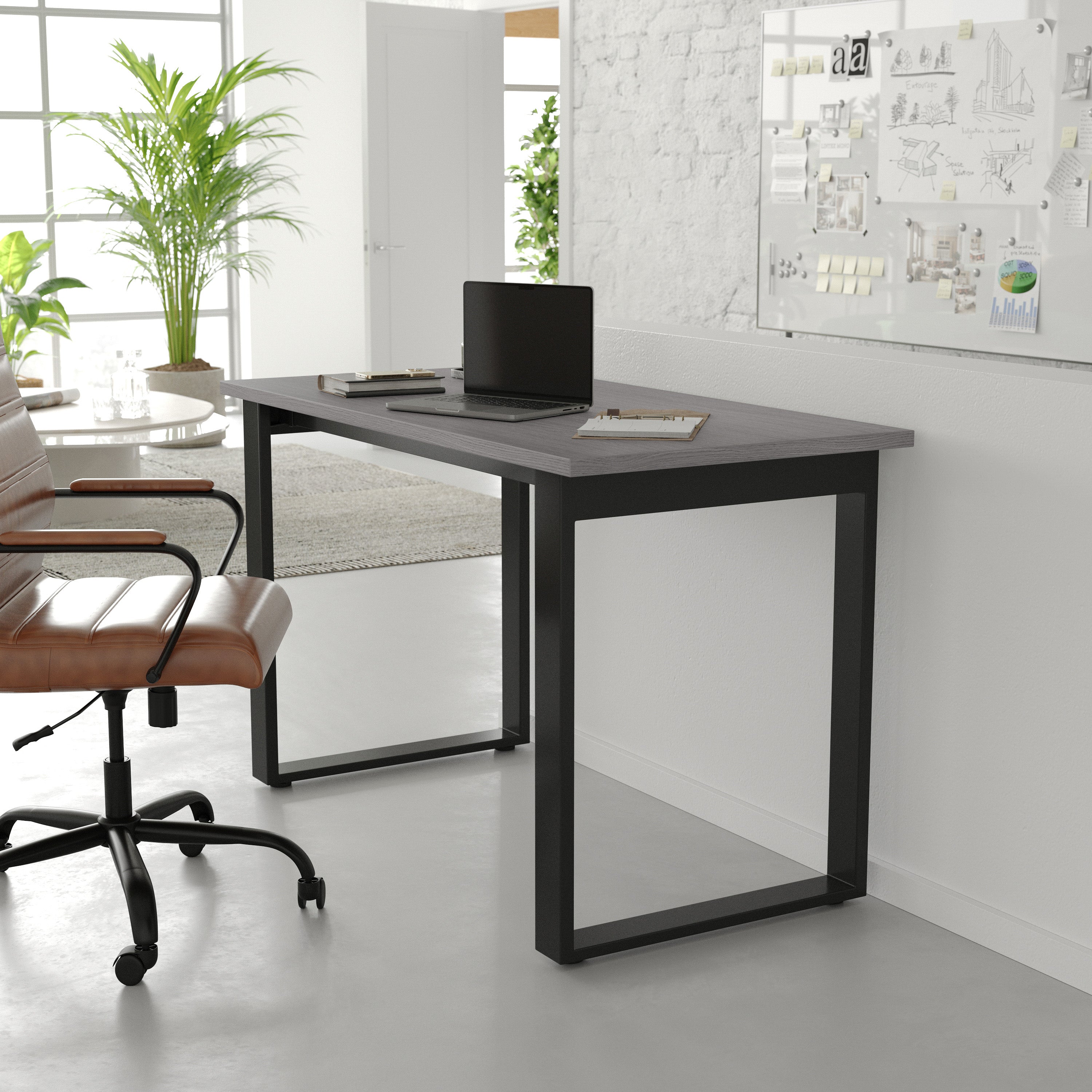 Redmond Commercial 48x24 Conference Table with 1" Thick Double Sided Laminate Table Top with PVC Edging and Heavy Duty U-Frame Steel Base, Gray Oak