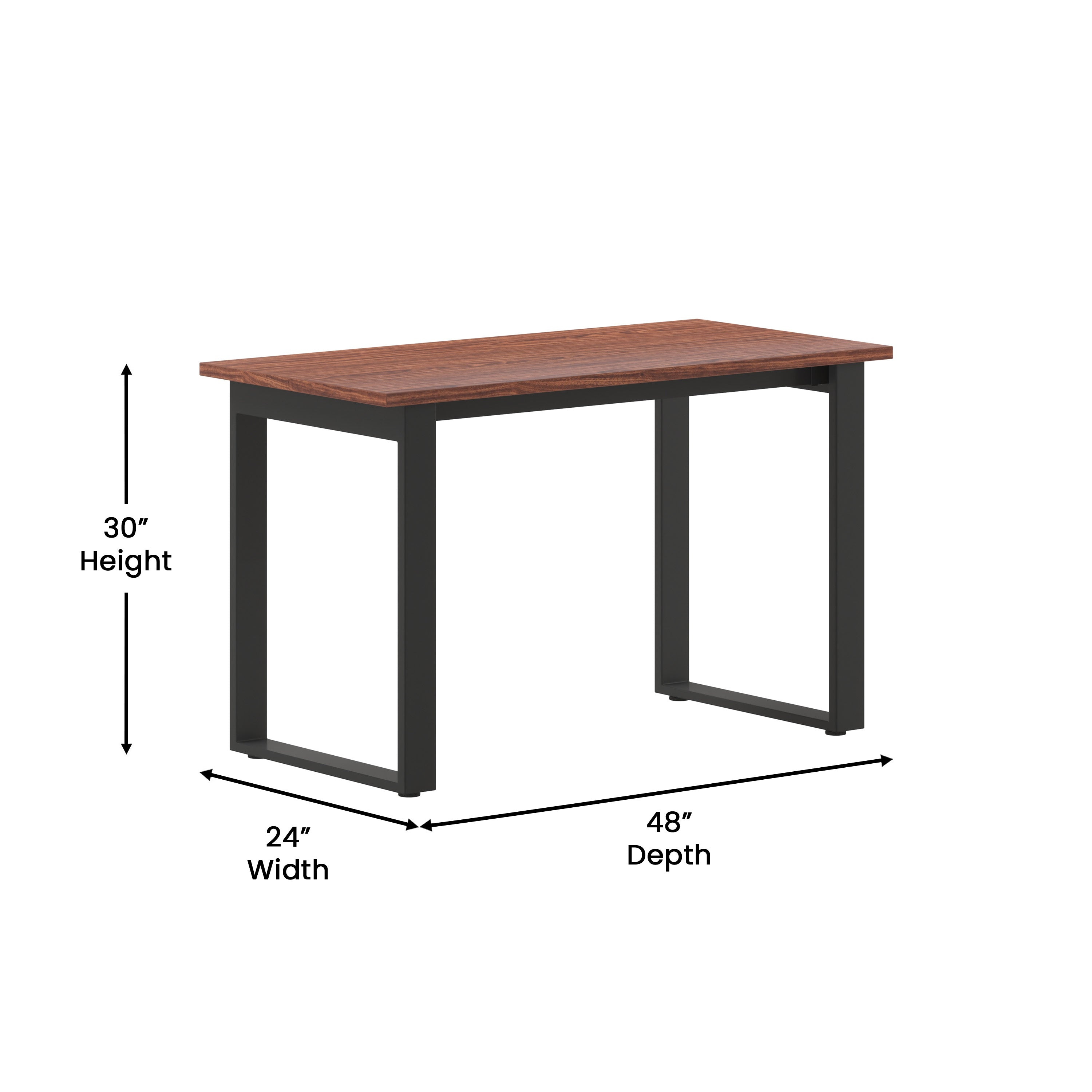 Redmond Commercial 48x24 Conference Table with 1" Thick Double Sided Laminate Table Top with PVC Edging and Heavy Duty U-Frame Steel Base, Walnut