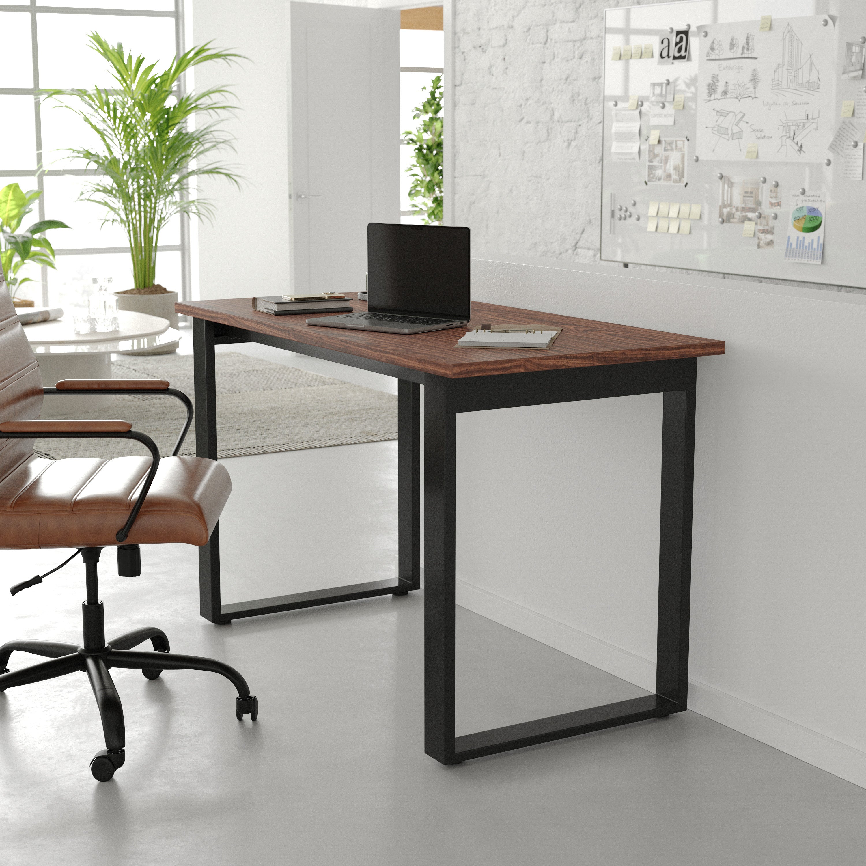 Redmond Commercial 48x24 Conference Table with 1" Thick Double Sided Laminate Table Top with PVC Edging and Heavy Duty U-Frame Steel Base, Walnut