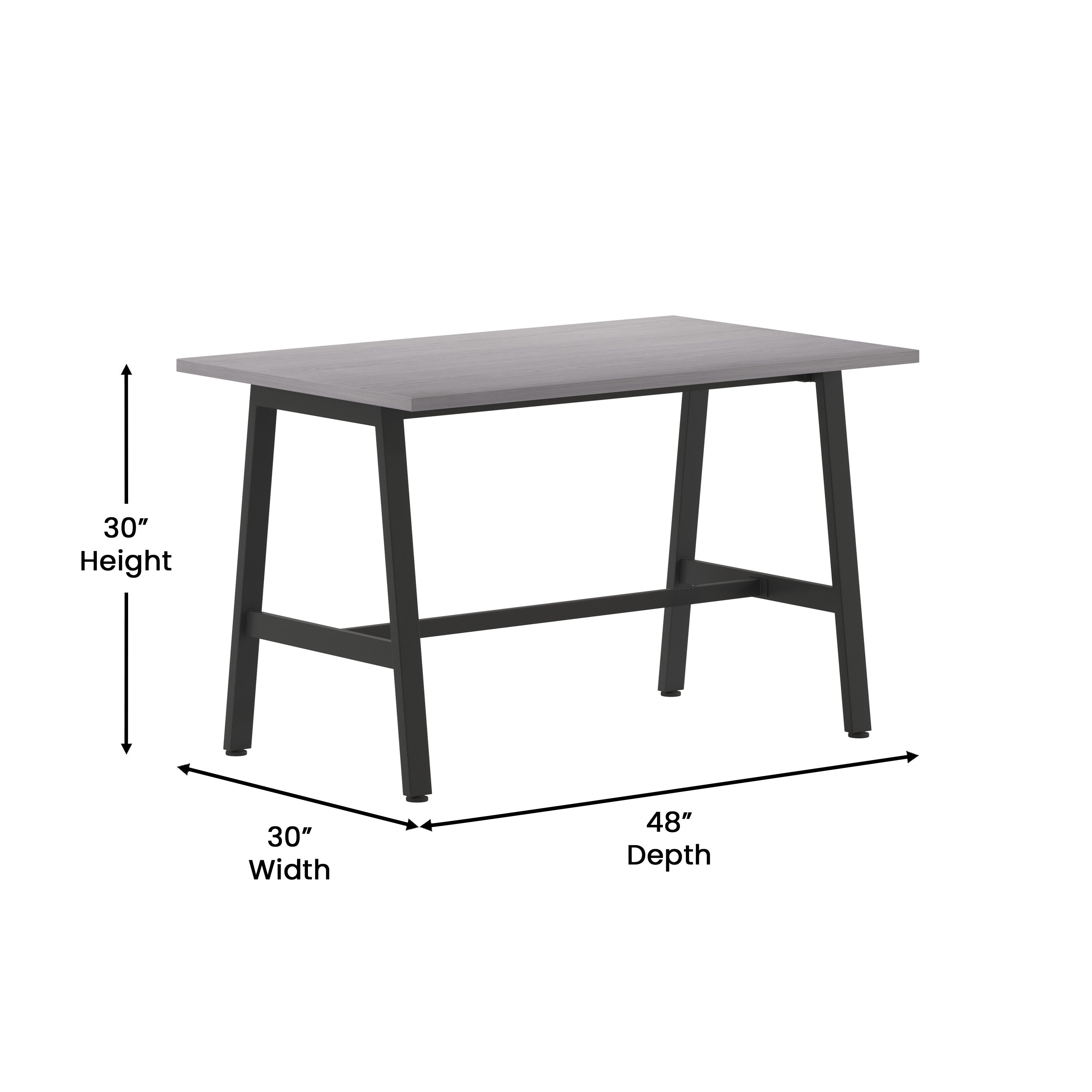 Redmond Commercial 48x30 Conference Table with 1" Thick Double Sided Laminate Table Top with PVC Edging and Heavy Duty A-Frame Steel Base, Gray Oak
