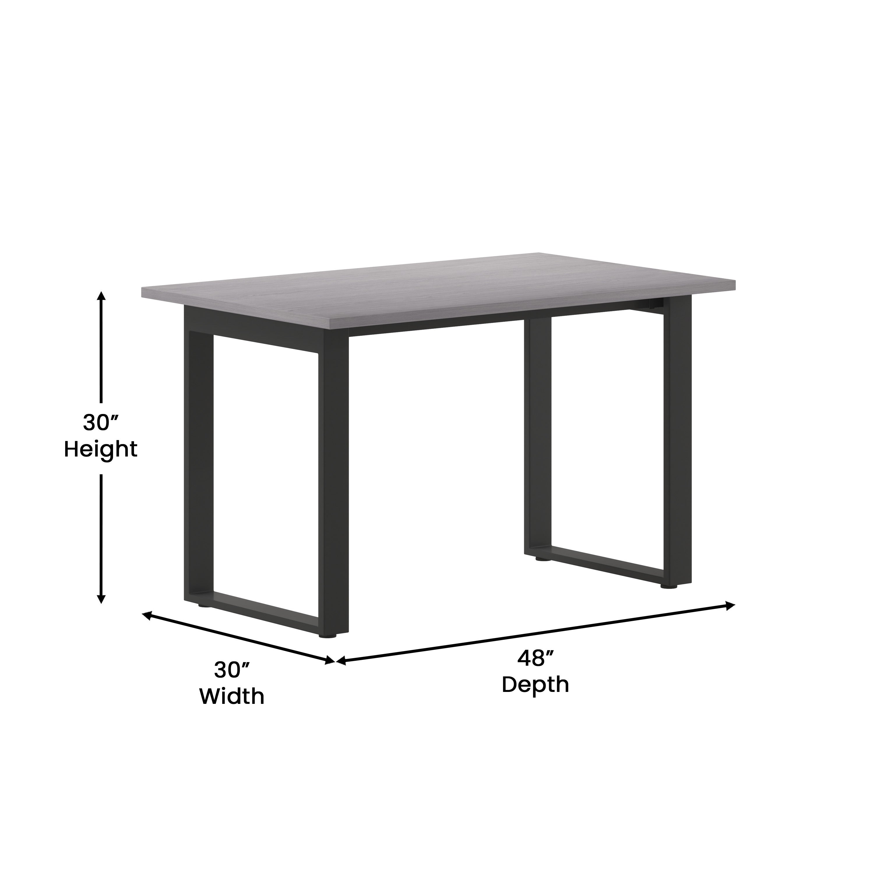 Redmond Commercial 48x30 Conference Table with 1" Thick Double Sided Laminate Table Top with PVC Edging and Heavy Duty U-Frame Steel Base, Gray Oak