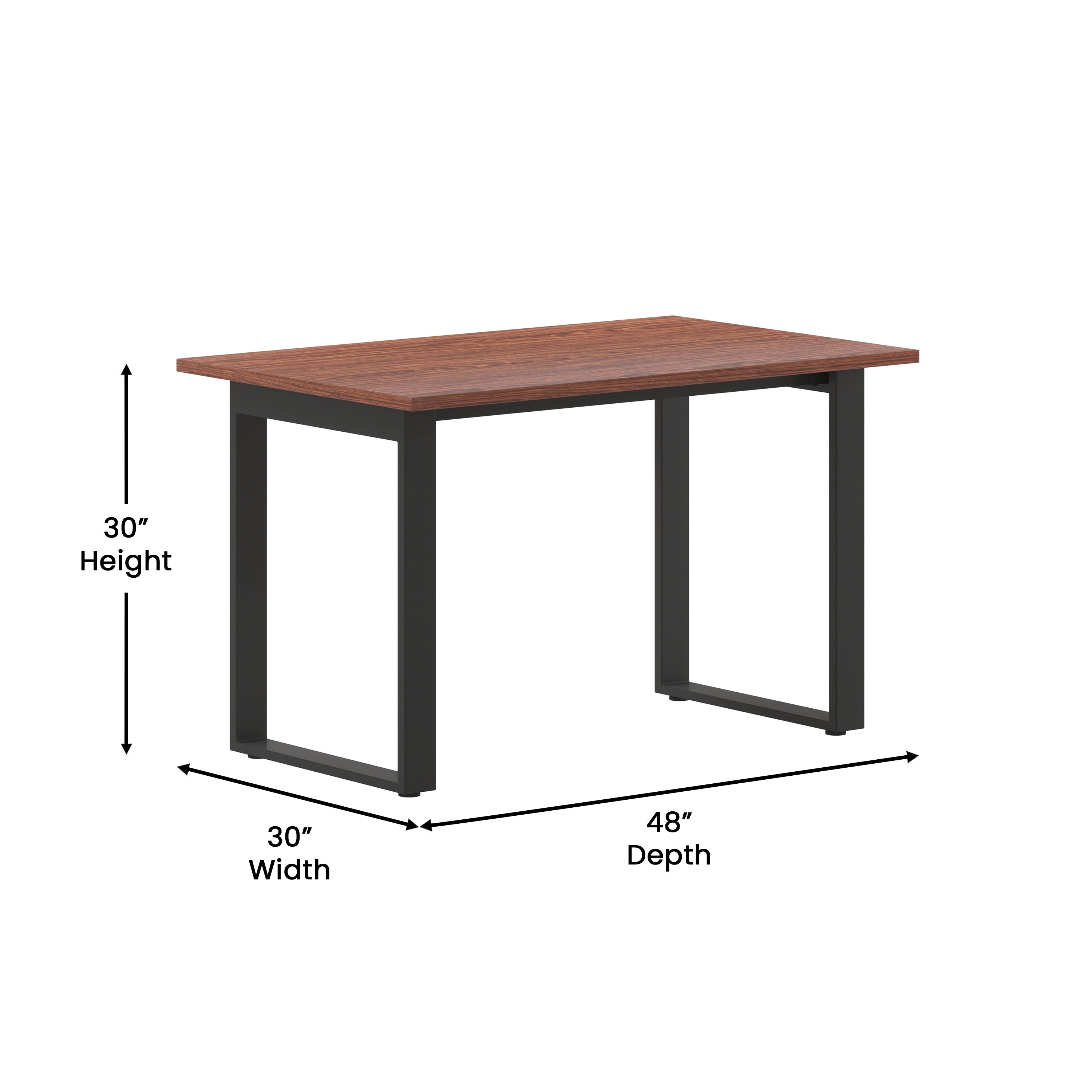 Redmond Commercial 48x30 Conference Table with 1" Thick Double Sided Laminate Table Top with PVC Edging and Heavy Duty U-Frame Steel Base, Walnut