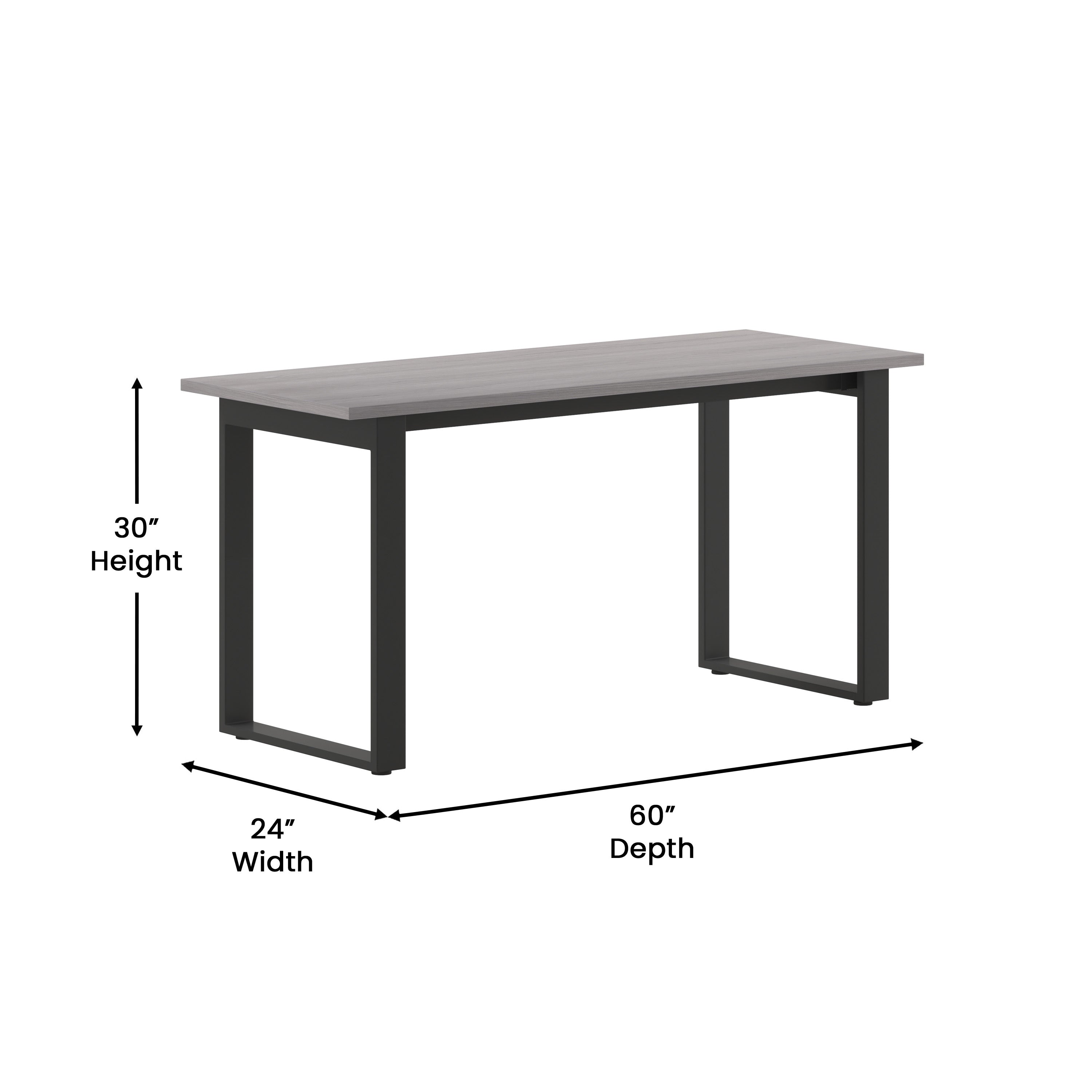 Redmond Commercial 60x24 Conference Table with 1" Thick Double Sided Laminate Table Top with PVC Edging and Heavy Duty U-Frame Steel Base, Gray Oak