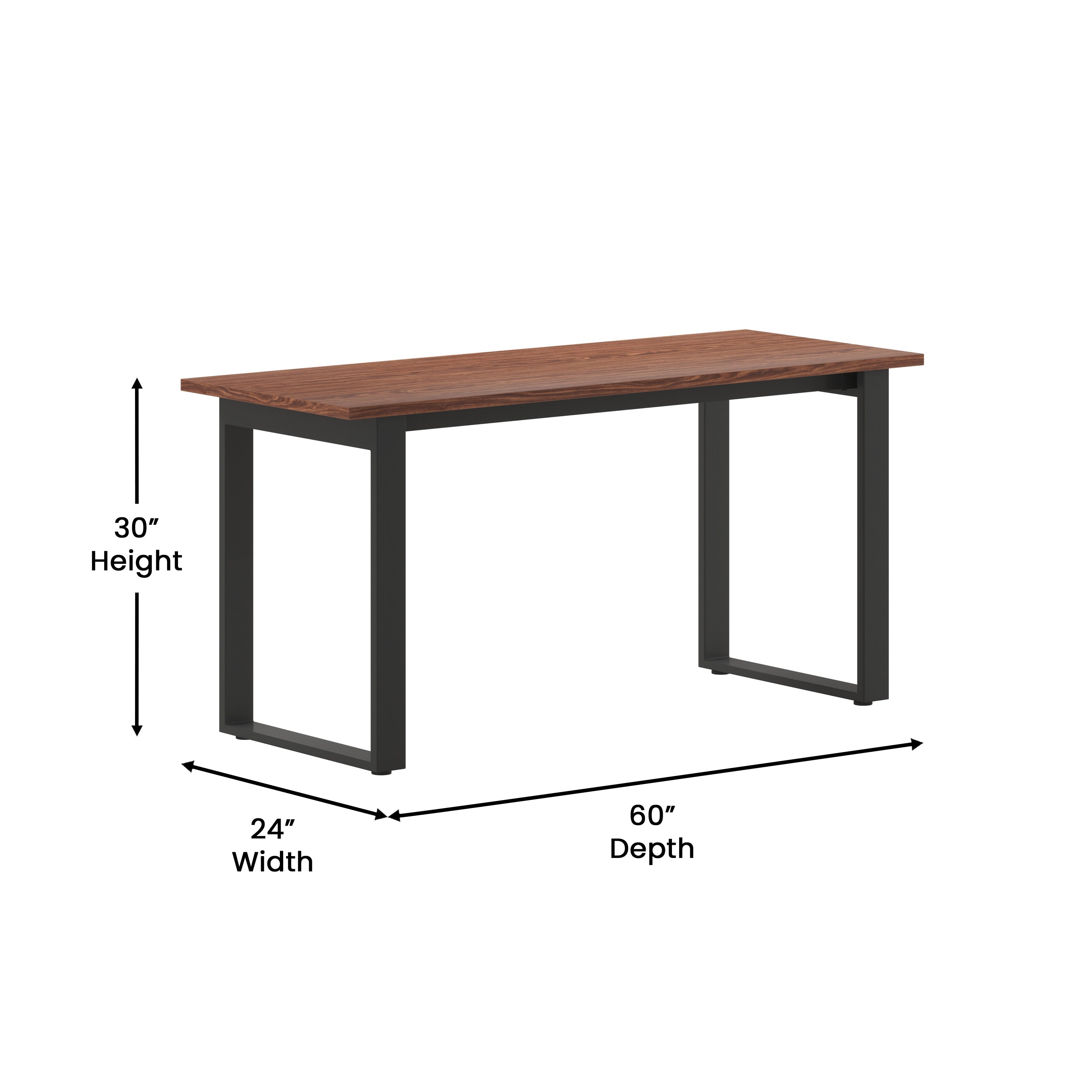 Redmond Commercial 60x24 Conference Table with 1" Thick Double Sided Laminate Table Top with PVC Edging and Heavy Duty U-Frame Steel Base, Walnut