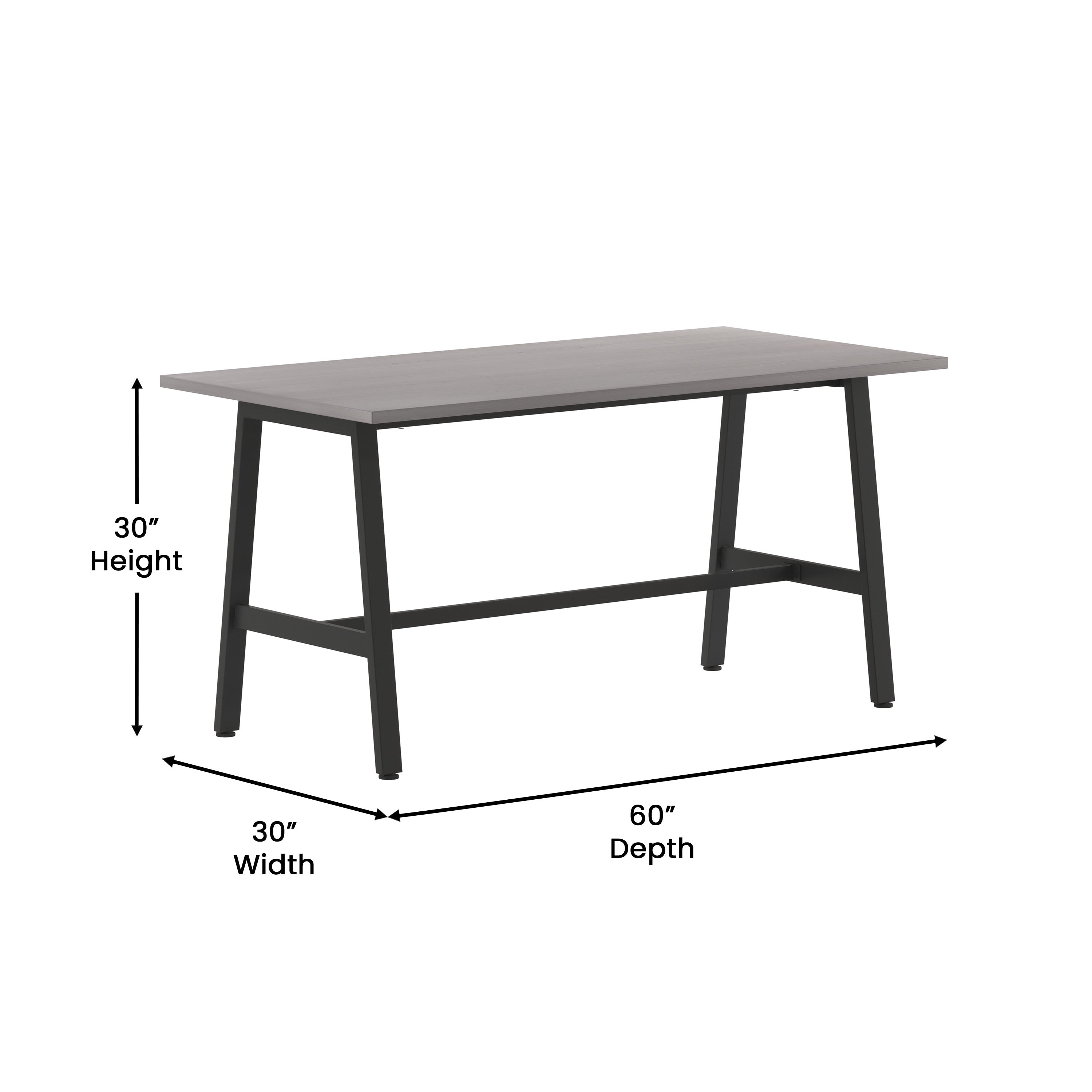 Redmond Commercial 60x30 Conference Table with 1" Thick Double Sided Laminate Table Top with PVC Edging and Heavy Duty A-Frame Steel Base, Gray Oak