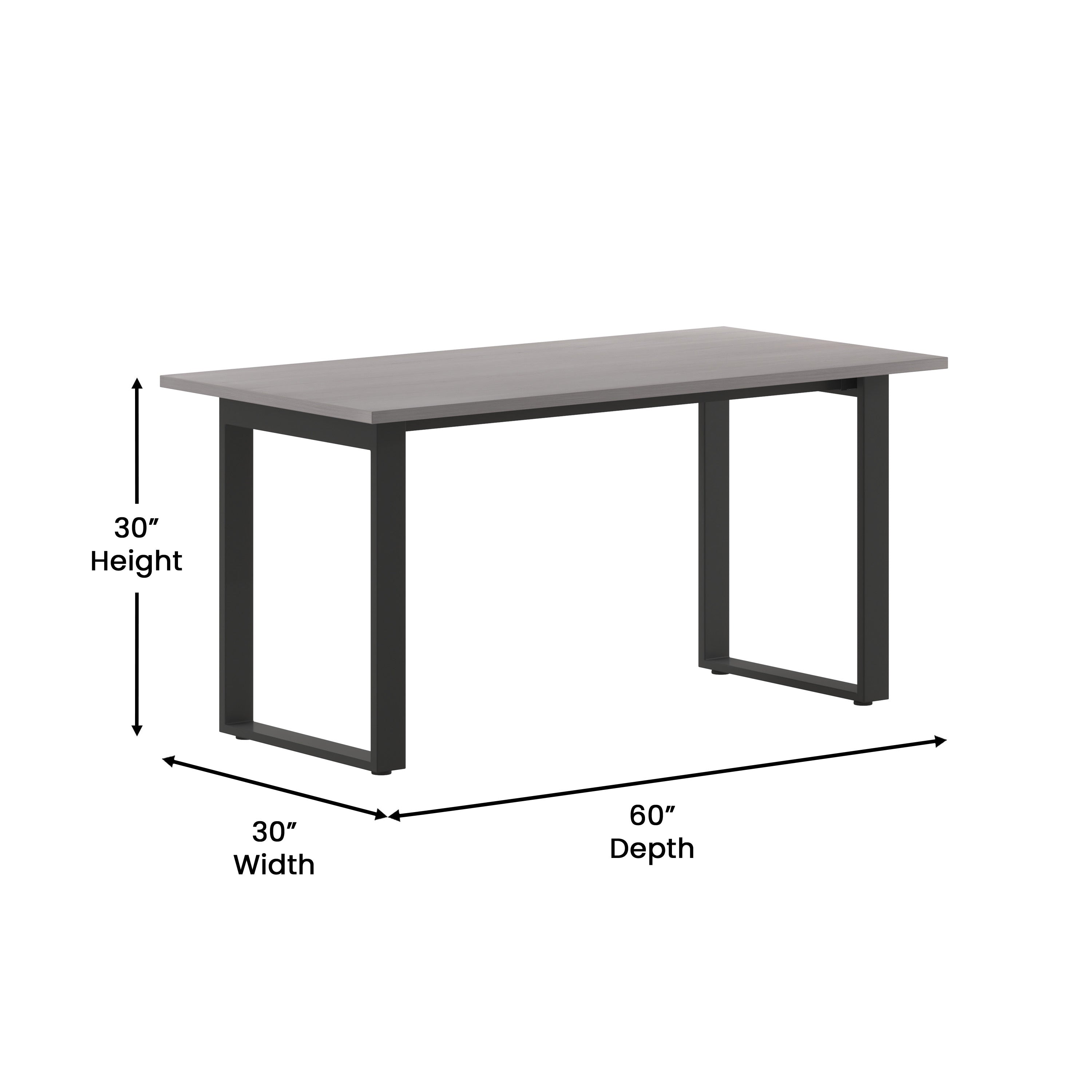 Redmond Commercial 60x30 Conference Table with 1" Thick Double Sided Laminate Table Top with PVC Edging and Heavy Duty U-Frame Steel Base, Gray Oak