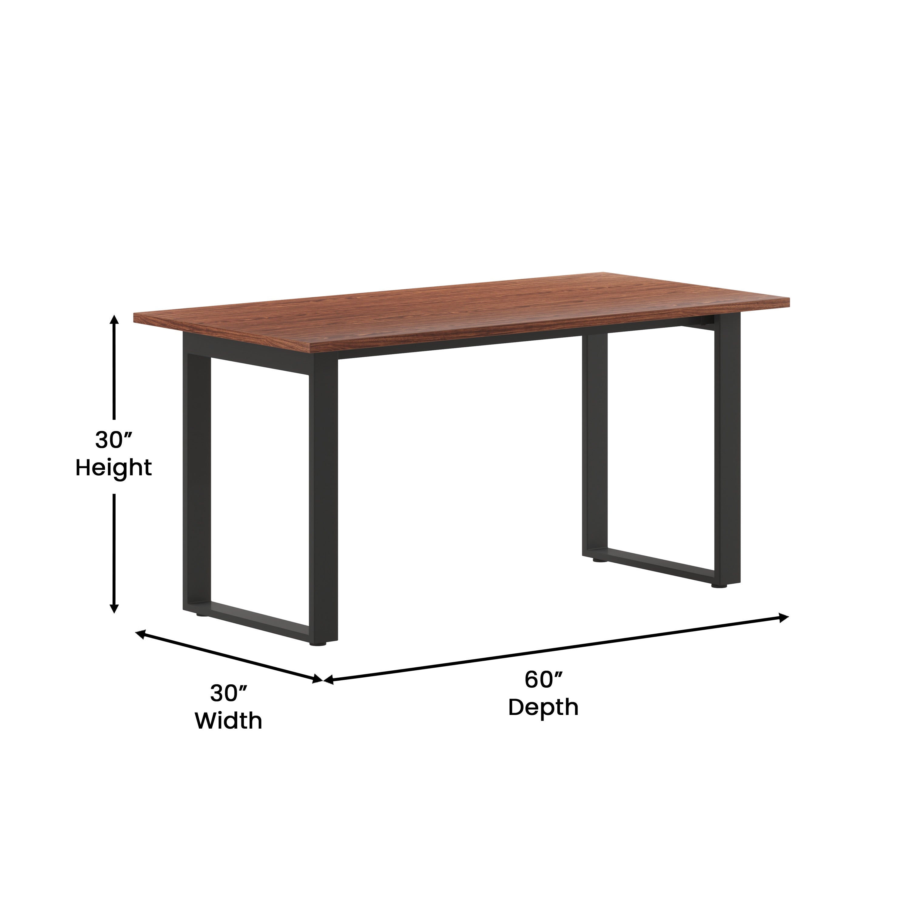 Redmond Commercial 60x30 Conference Table with 1" Thick Double Sided Laminate Table Top with PVC Edging and Heavy Duty U-Frame Steel Base, Walnut