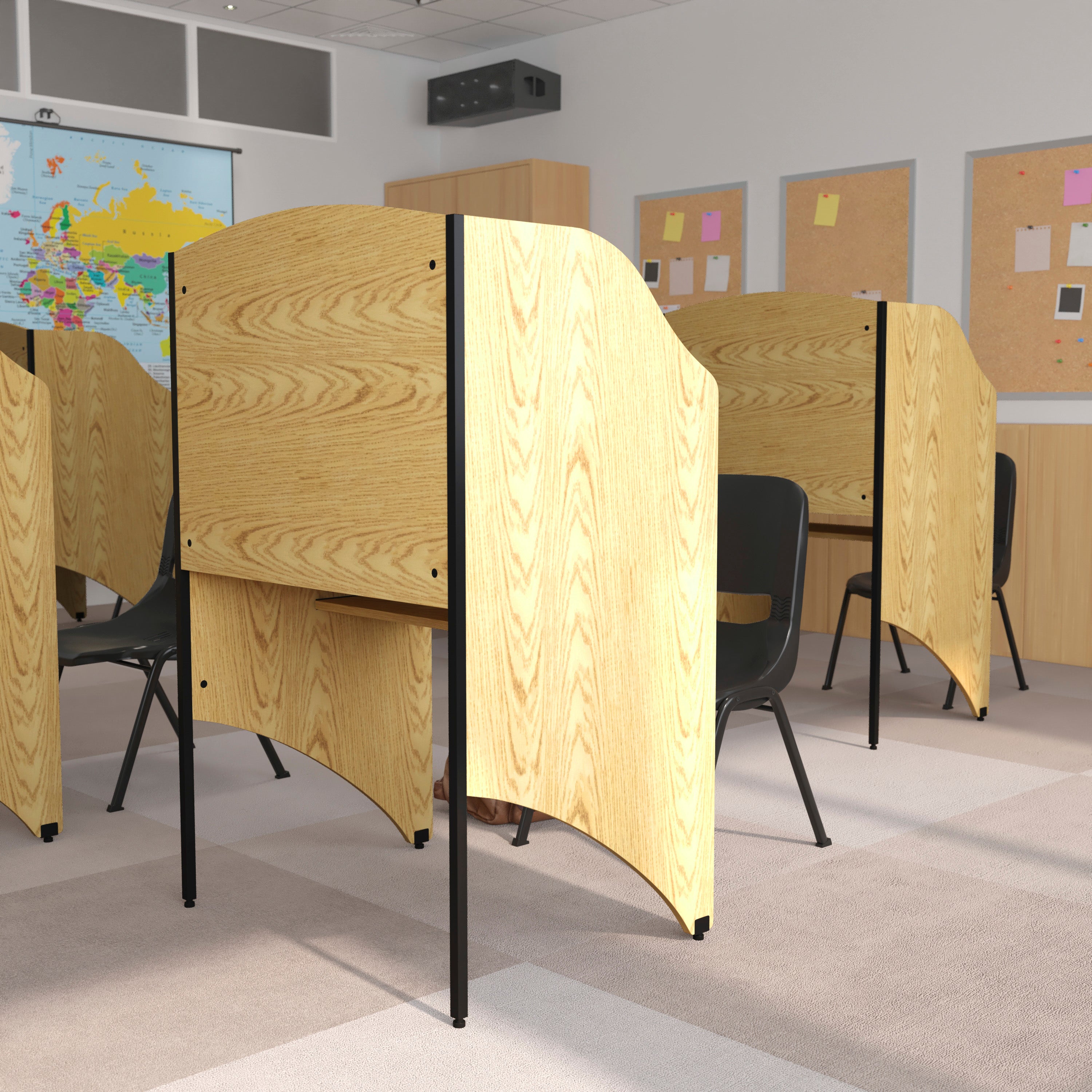 Kevin Starter Study Carrel in Oak Finish