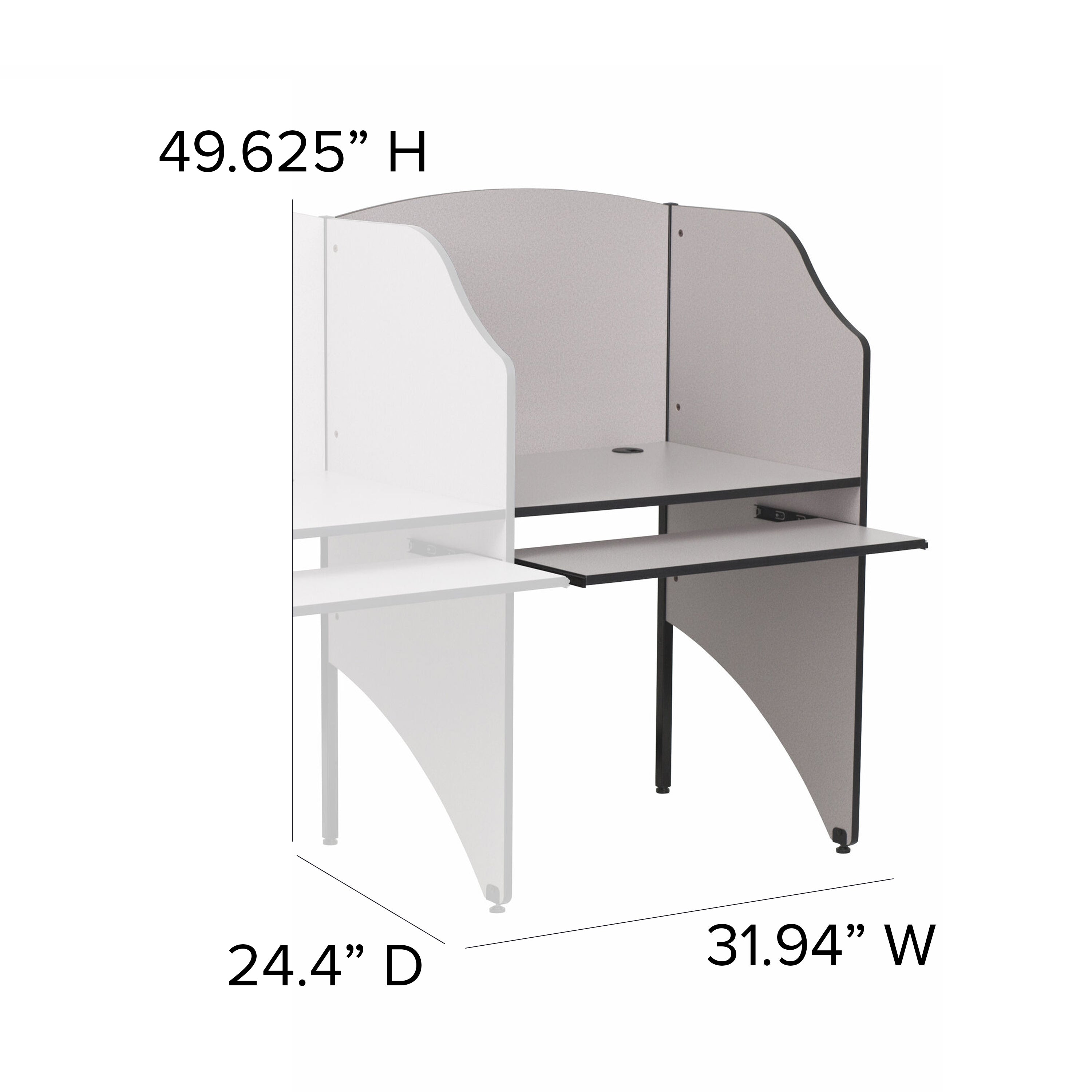 Jordan Add-On Study Carrel in Nebula Grey Finish