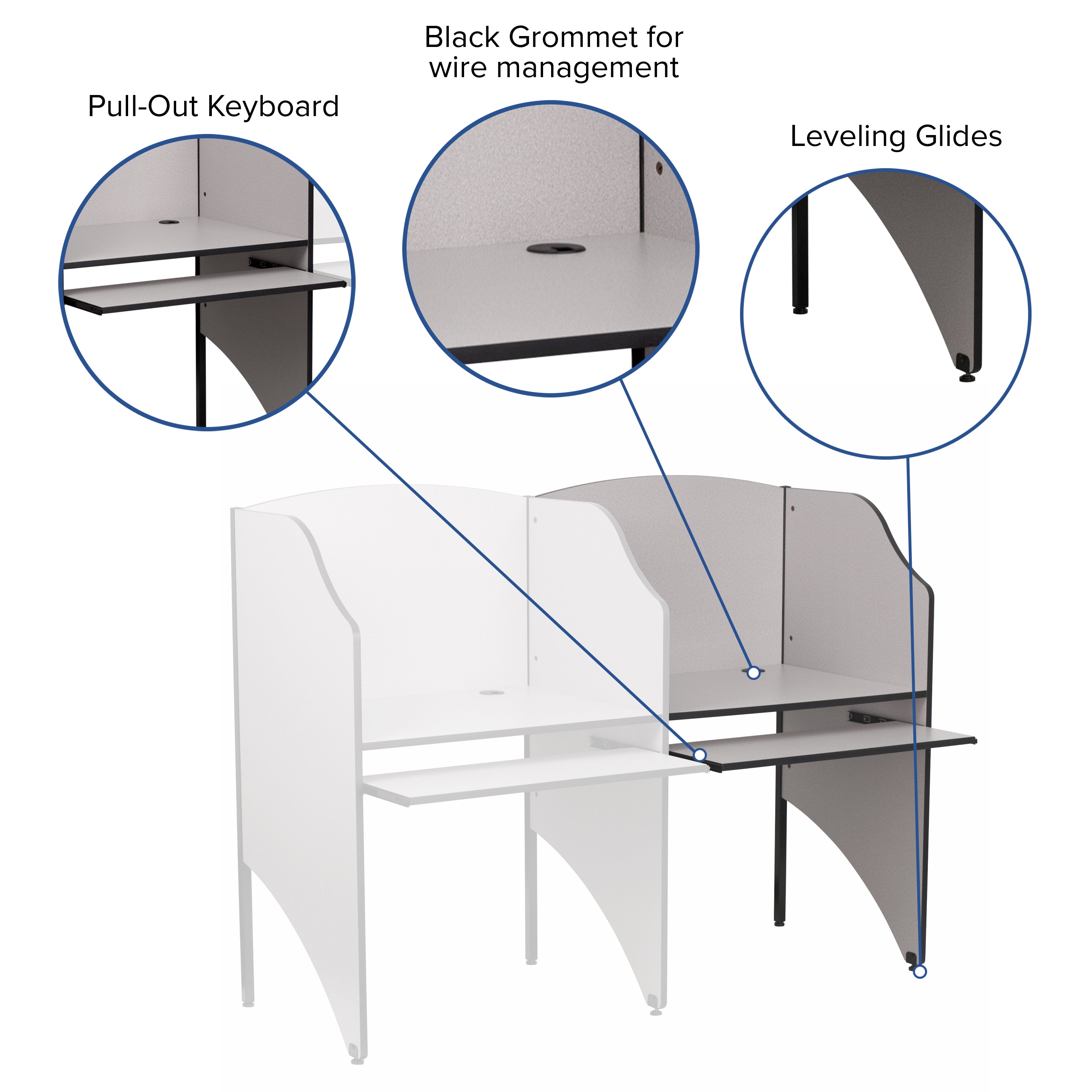 Jordan Add-On Study Carrel in Nebula Grey Finish