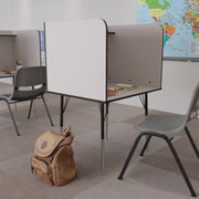 Justin Stand-Alone Study Carrel with Top Shelf - Height Adjustable Legs and Wire Management Grommet - Nebula Grey Finish
