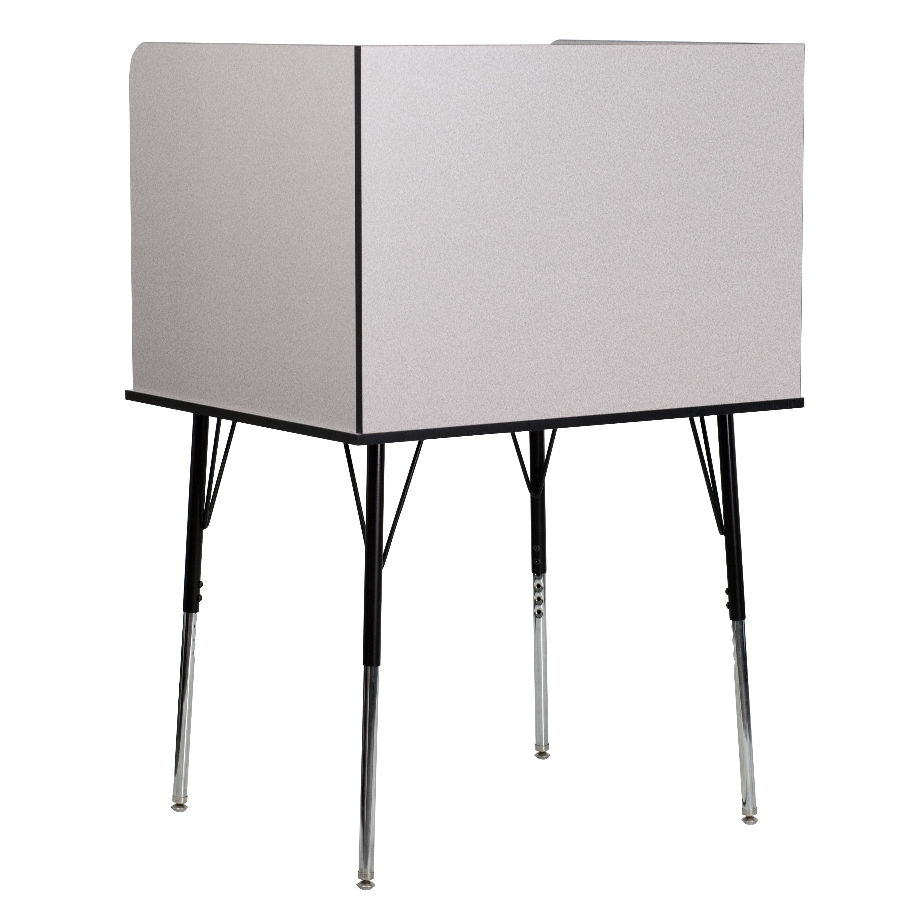 Justin Stand-Alone Study Carrel with Top Shelf - Height Adjustable Legs and Wire Management Grommet - Nebula Grey Finish