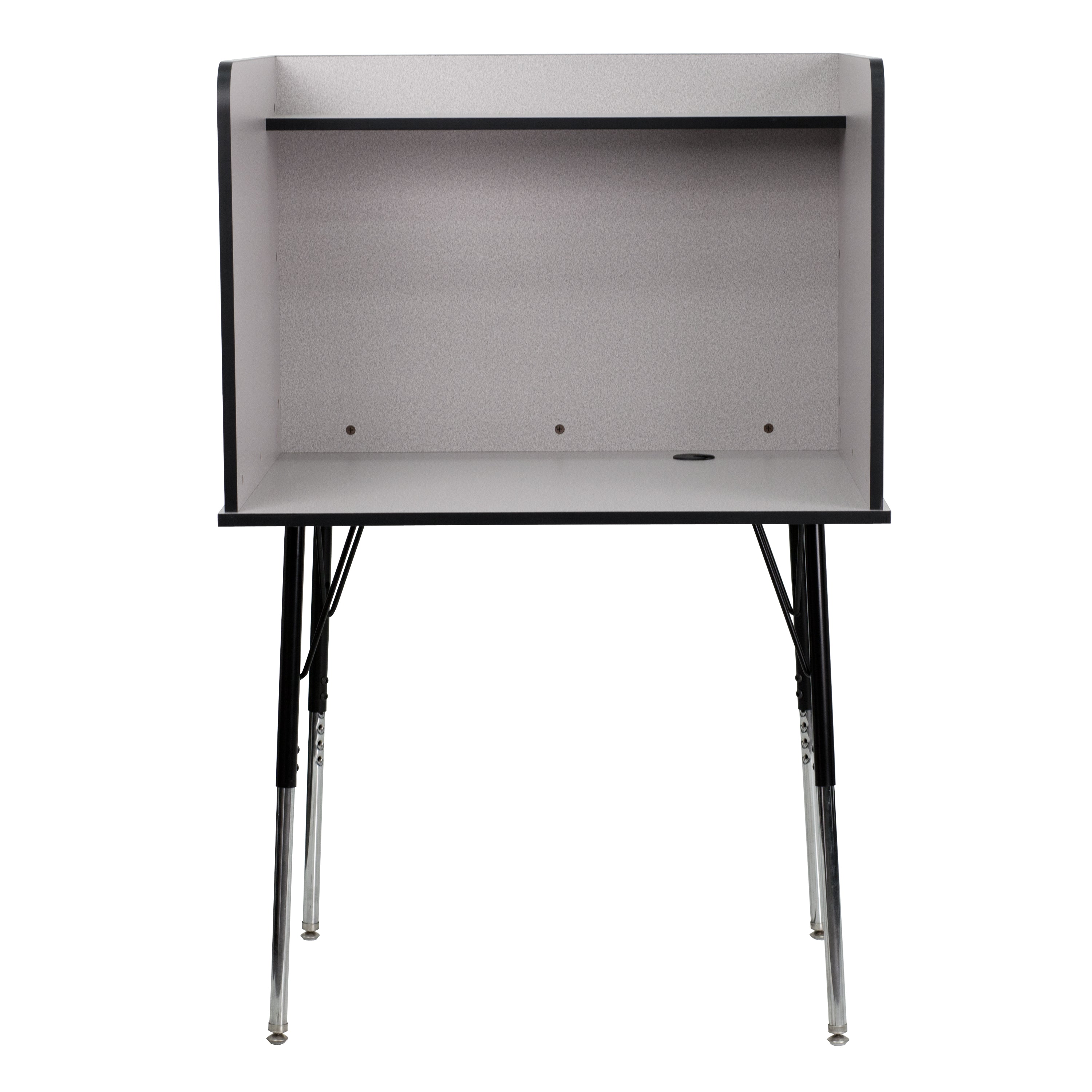 Justin Stand-Alone Study Carrel with Top Shelf - Height Adjustable Legs and Wire Management Grommet - Nebula Grey Finish