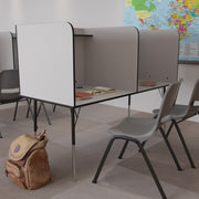 Michael Stand-Alone Double Study Carrel with Top Shelf - Height Adjustable Legs and Wire Management Grommet - Nebula Grey Finish