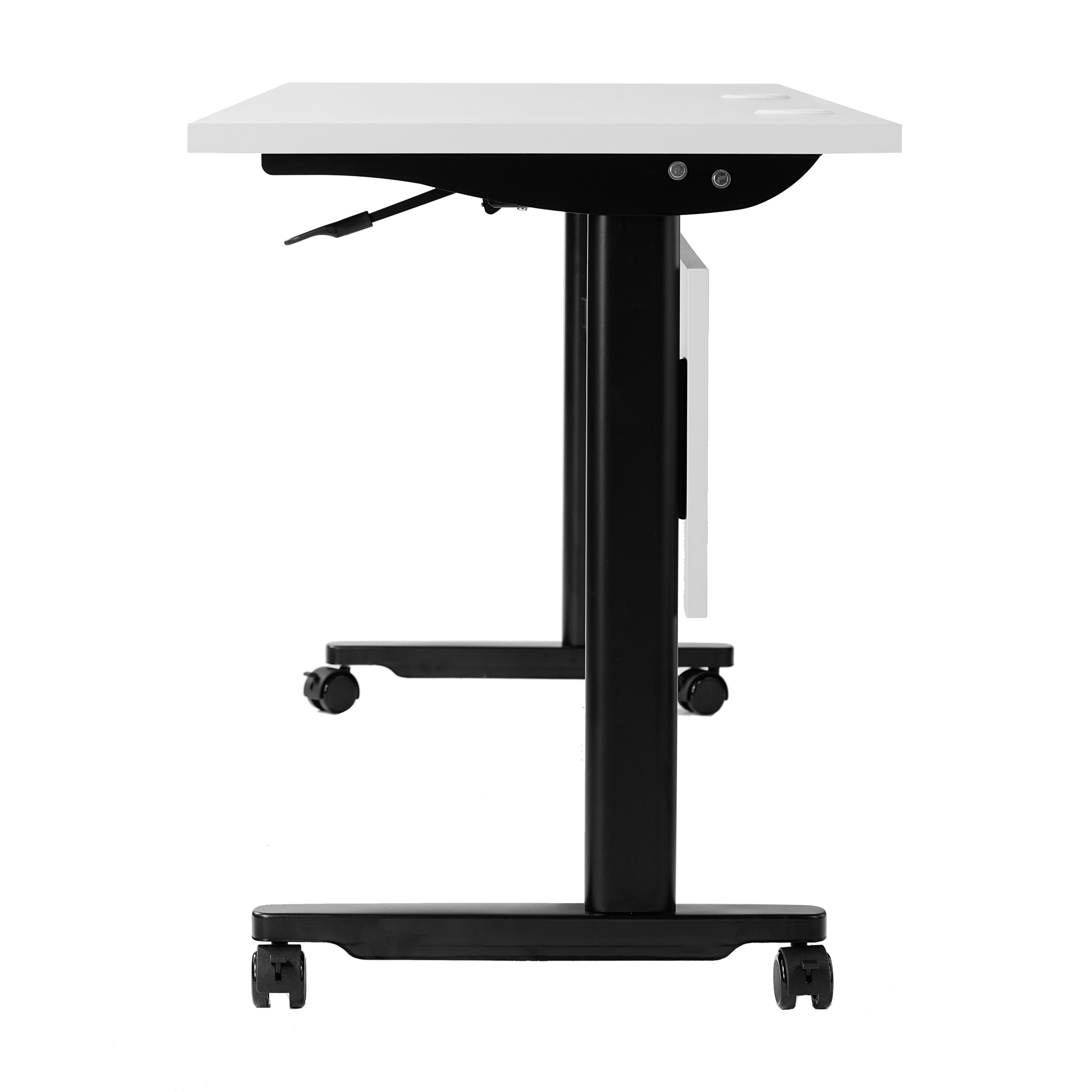 Palmer Commercial Grade 72" x 24" Heavy-Duty Nesting Flip Training Table with T-Legs, Modesty Panel, 1" Thick Gray Tabletop, and Black Steel Frame