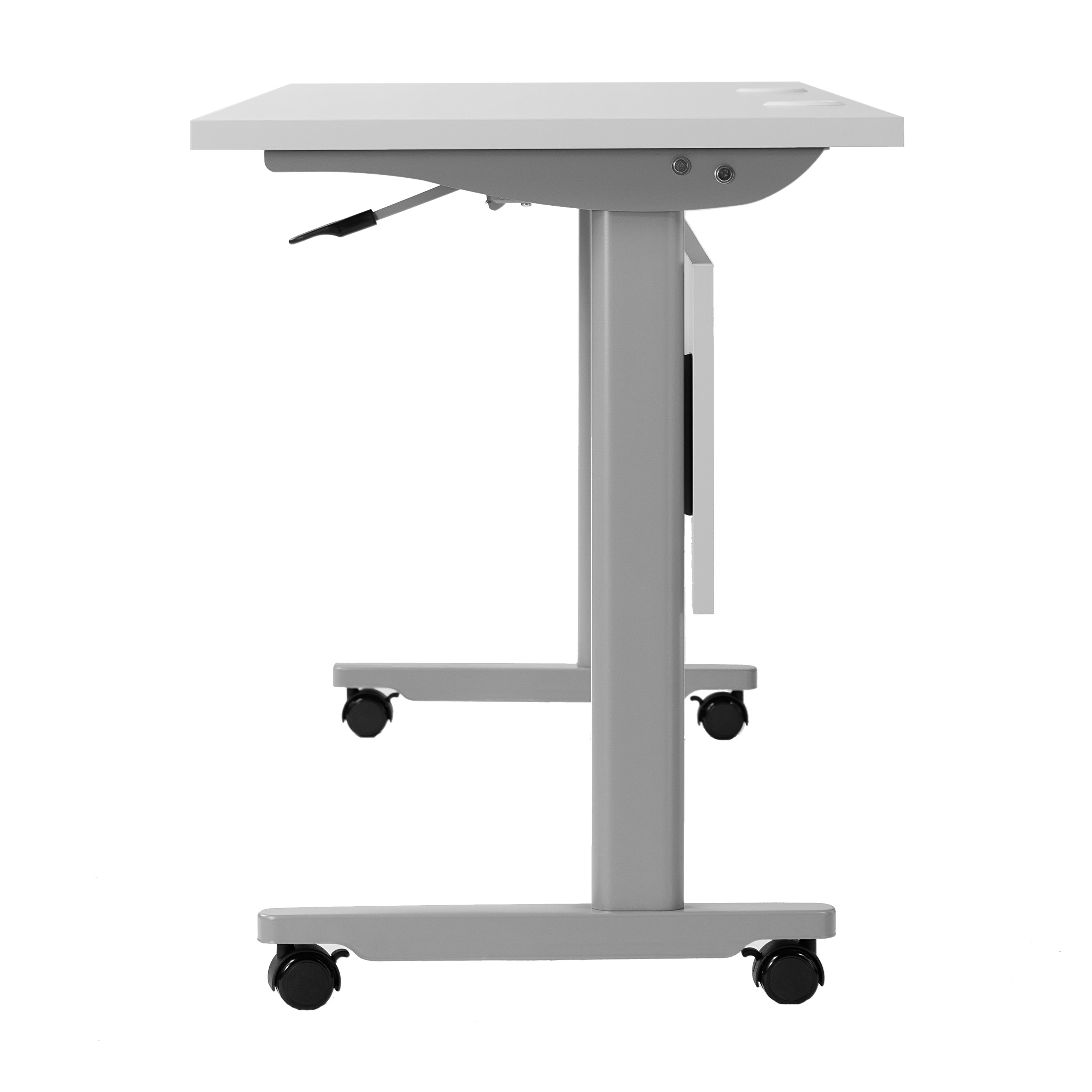 Palmer Commercial Grade 72" x 24" Heavy-Duty Nesting Flip Training Table with T-Legs, Modesty Panel, 1" Thick Gray Tabletop, and Gray Steel Frame