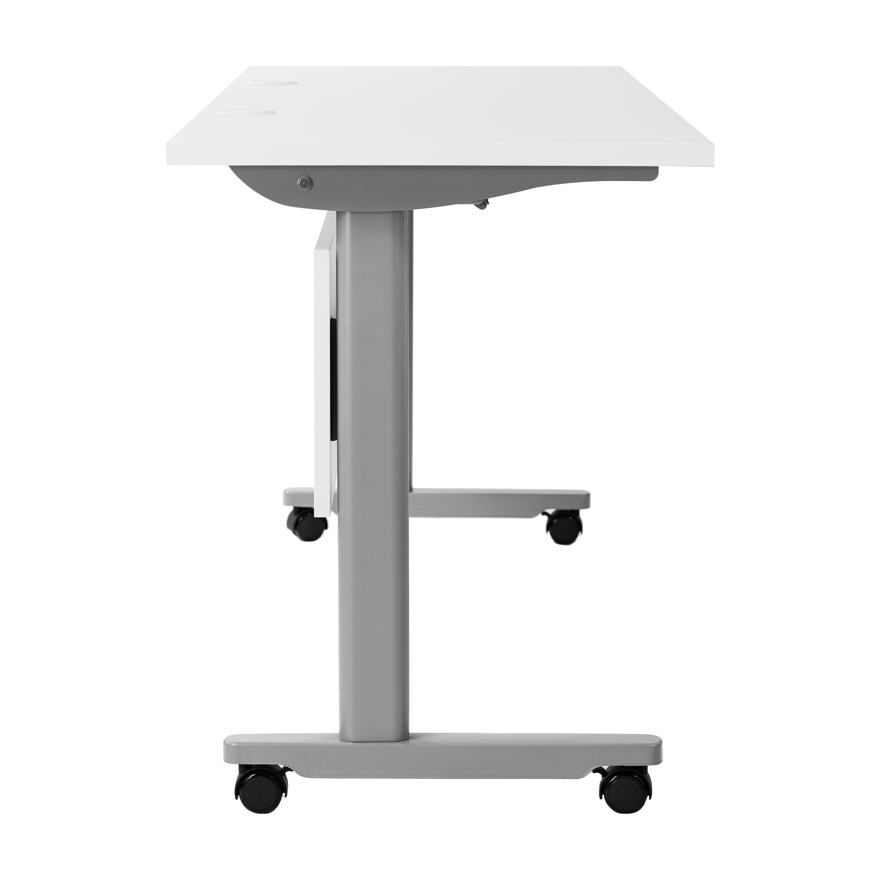 Palmer Commercial Grade 72" x 24" Heavy-Duty Nesting Flip Training Table with T-Legs, Modesty Panel, 1" Thick White Tabletop, and Gray Steel Frame