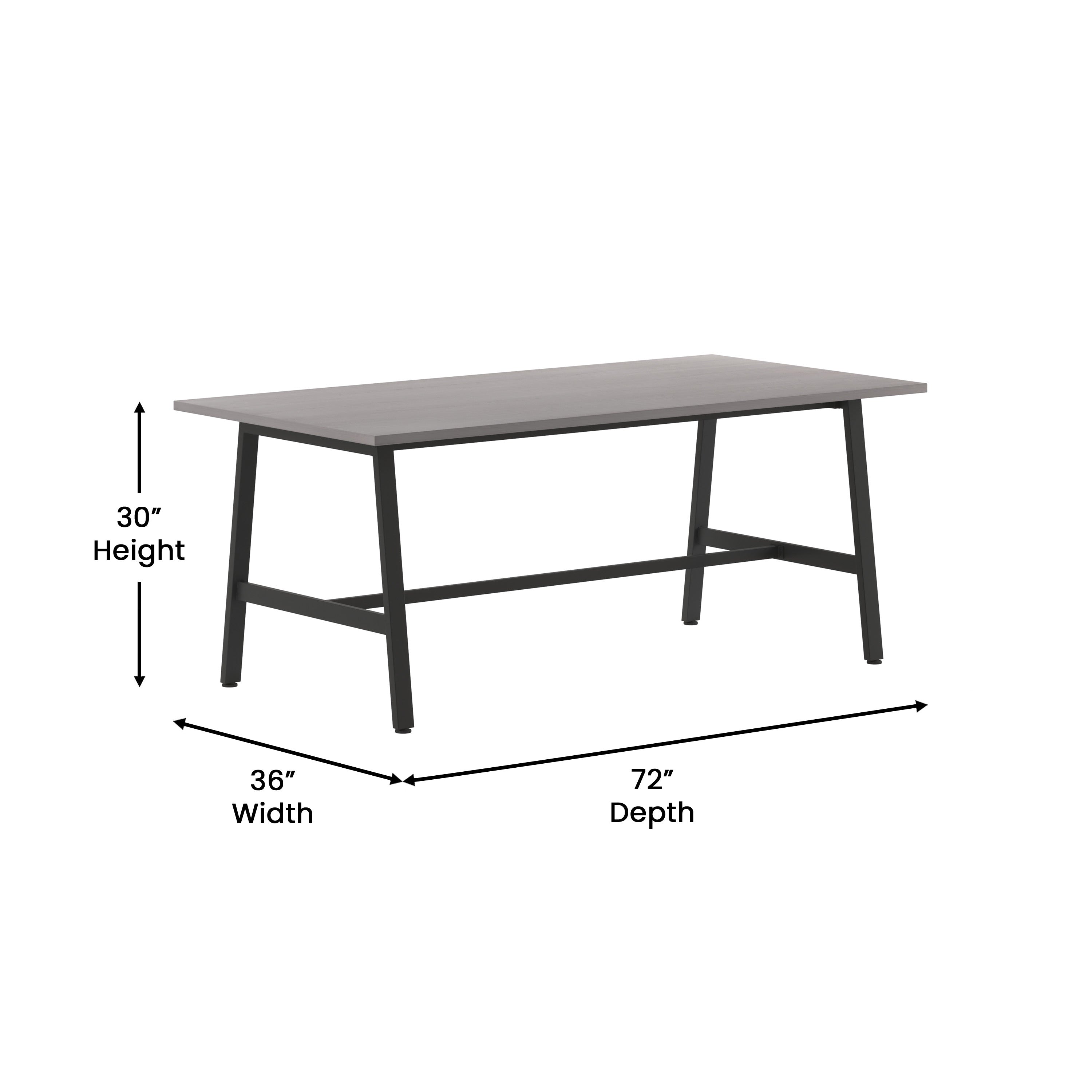Redmond Commercial 72x36 Conference Table with 1" Thick Double Sided Laminate Table Top with PVC Edging and Heavy Duty A-Frame Steel Base, Gray Oak