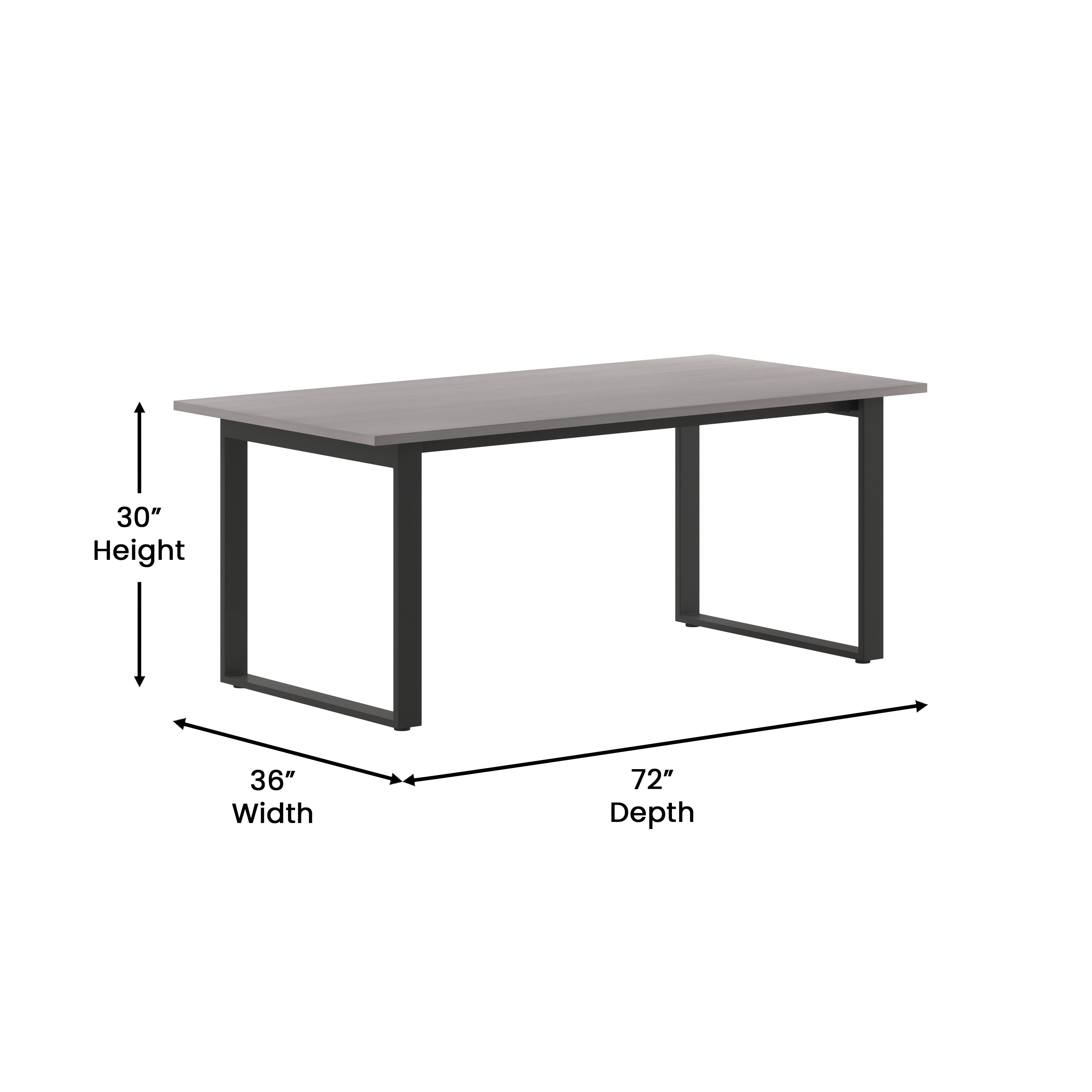 Redmond Commercial 72x36 Conference Table with 1" Thick Double Sided Laminate Table Top with PVC Edging and Heavy Duty U-Frame Steel Base, Gray Oak