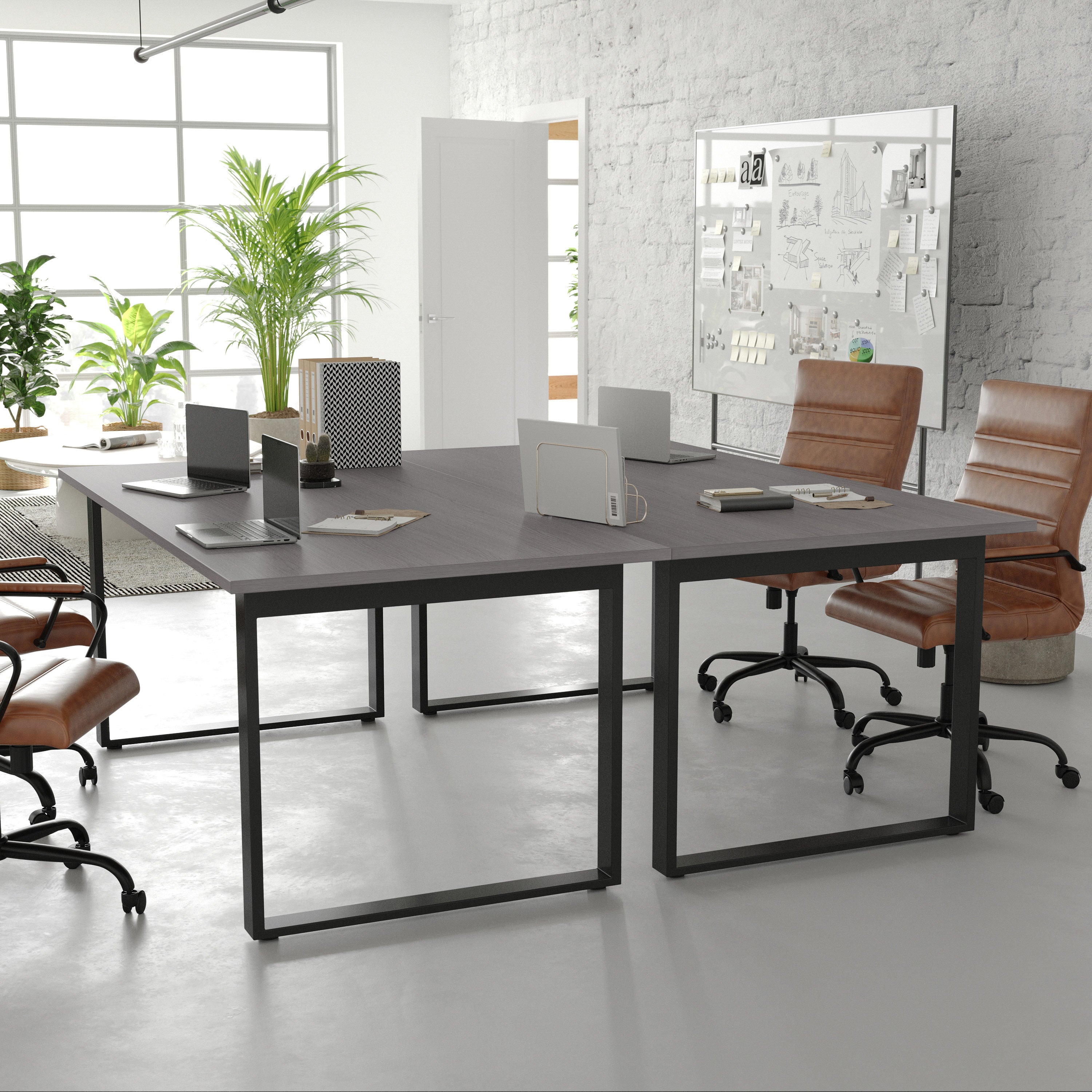 Redmond Commercial 72x36 Conference Table with 1" Thick Double Sided Laminate Table Top with PVC Edging and Heavy Duty U-Frame Steel Base, Gray Oak