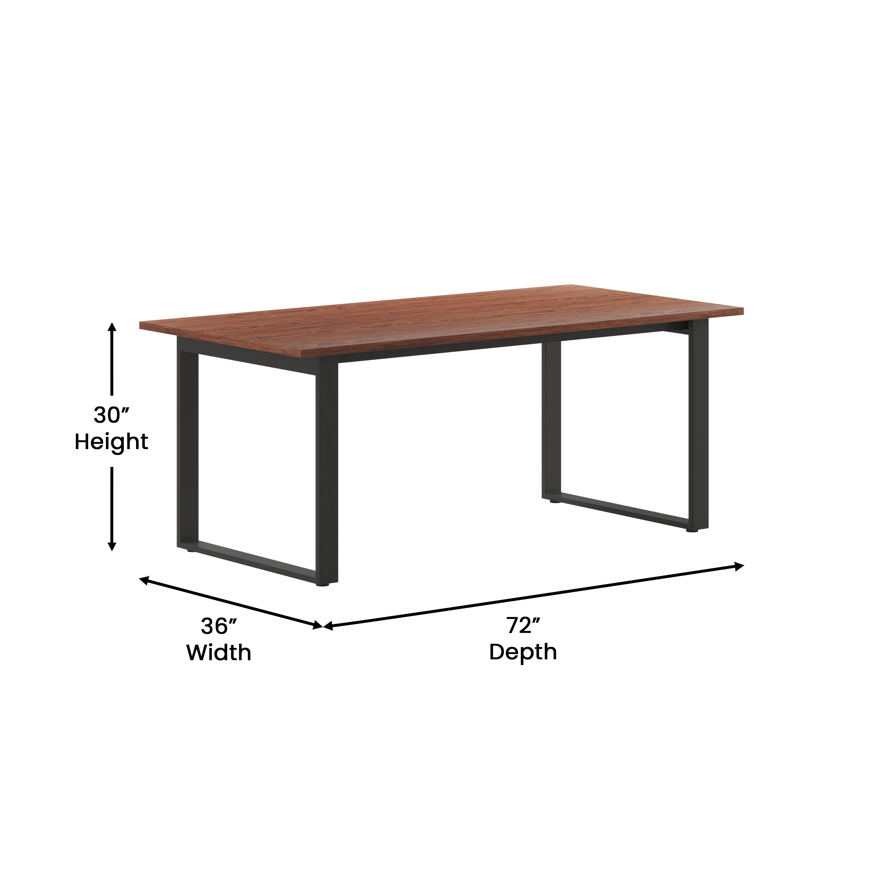 Redmond Commercial 72x36 Conference Table with 1" Thick Double Sided Laminate Table Top with PVC Edging and Heavy Duty U-Frame Steel Base, Walnut