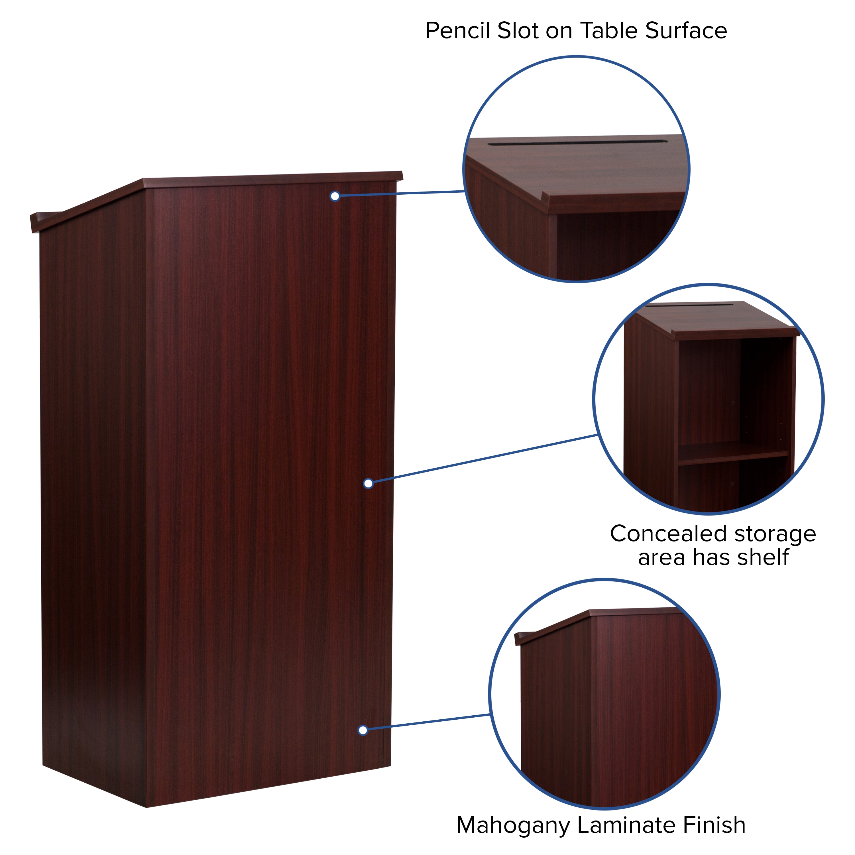 Mysta Stand-Up Wood Lectern in Mahogany