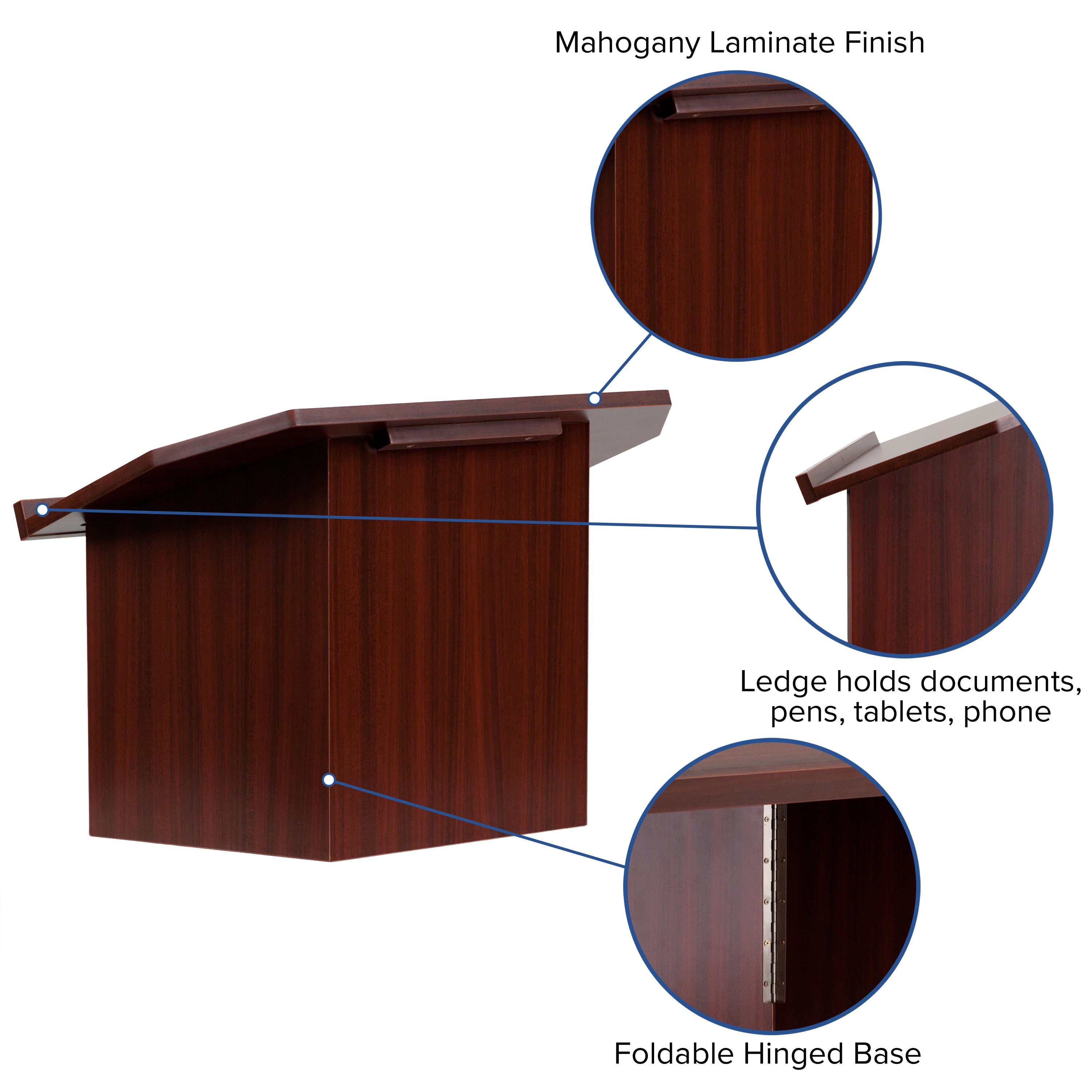 Mysta Foldable Tabletop Lectern in Mahogany