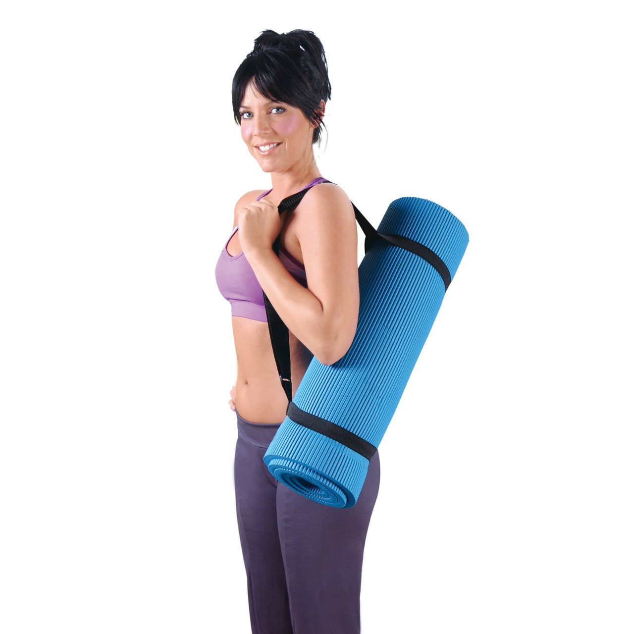 Exercise Mat with strap, High Density 68"x24"-BLACK