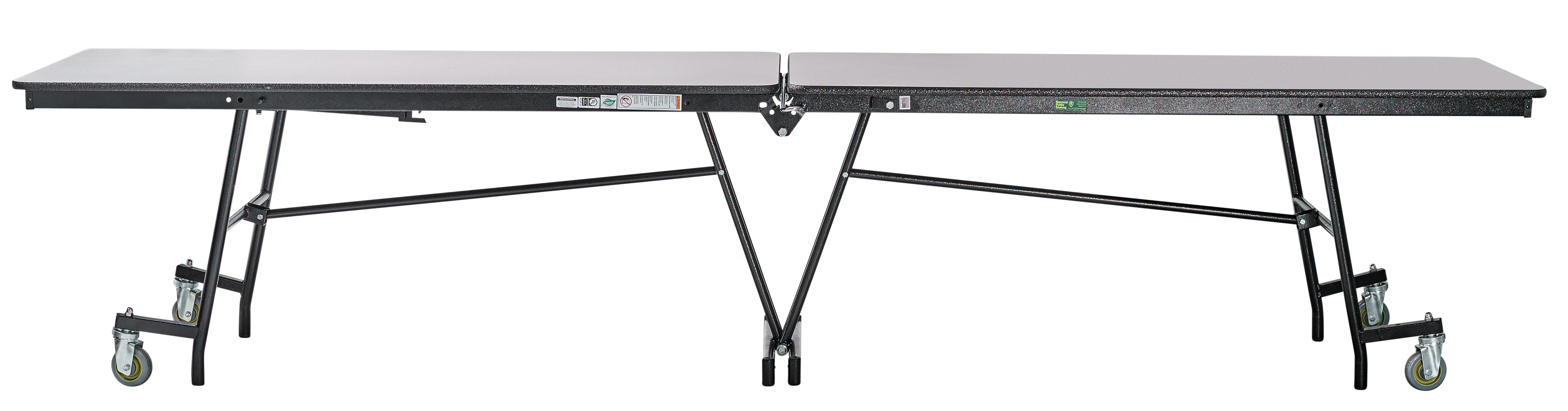 NPS® Mobile Cafeteria Table, 8' Rectangle, Plywood Core, Edge Type: ProtectEdge, Frame Type: Textured Black (Specify Laminate Color and Height)