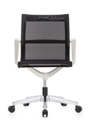 Kinetic White Frame Designer Spider Mesh Chair - Black Fabric
