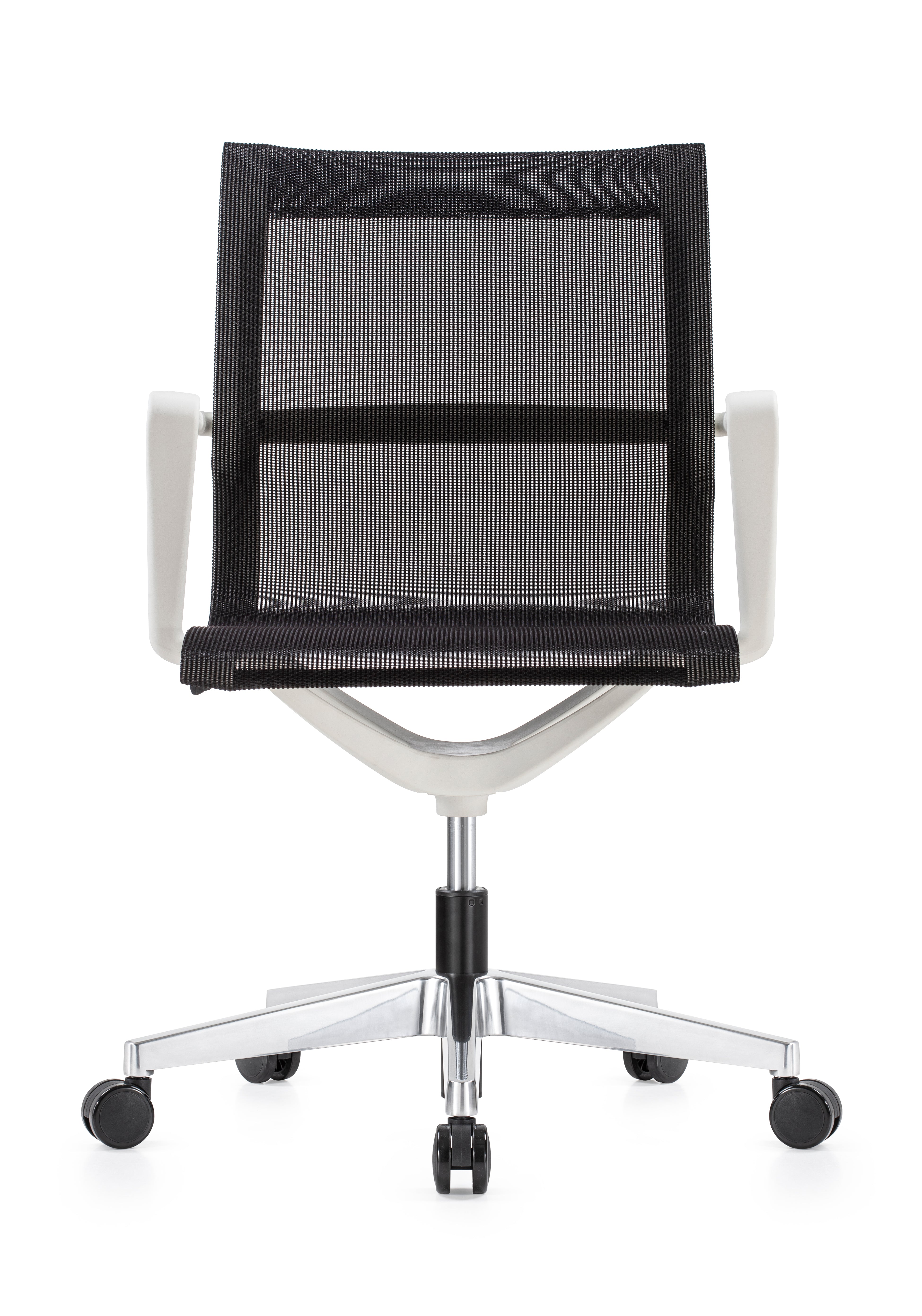 Kinetic White Frame Designer Spider Mesh Chair - Black Fabric