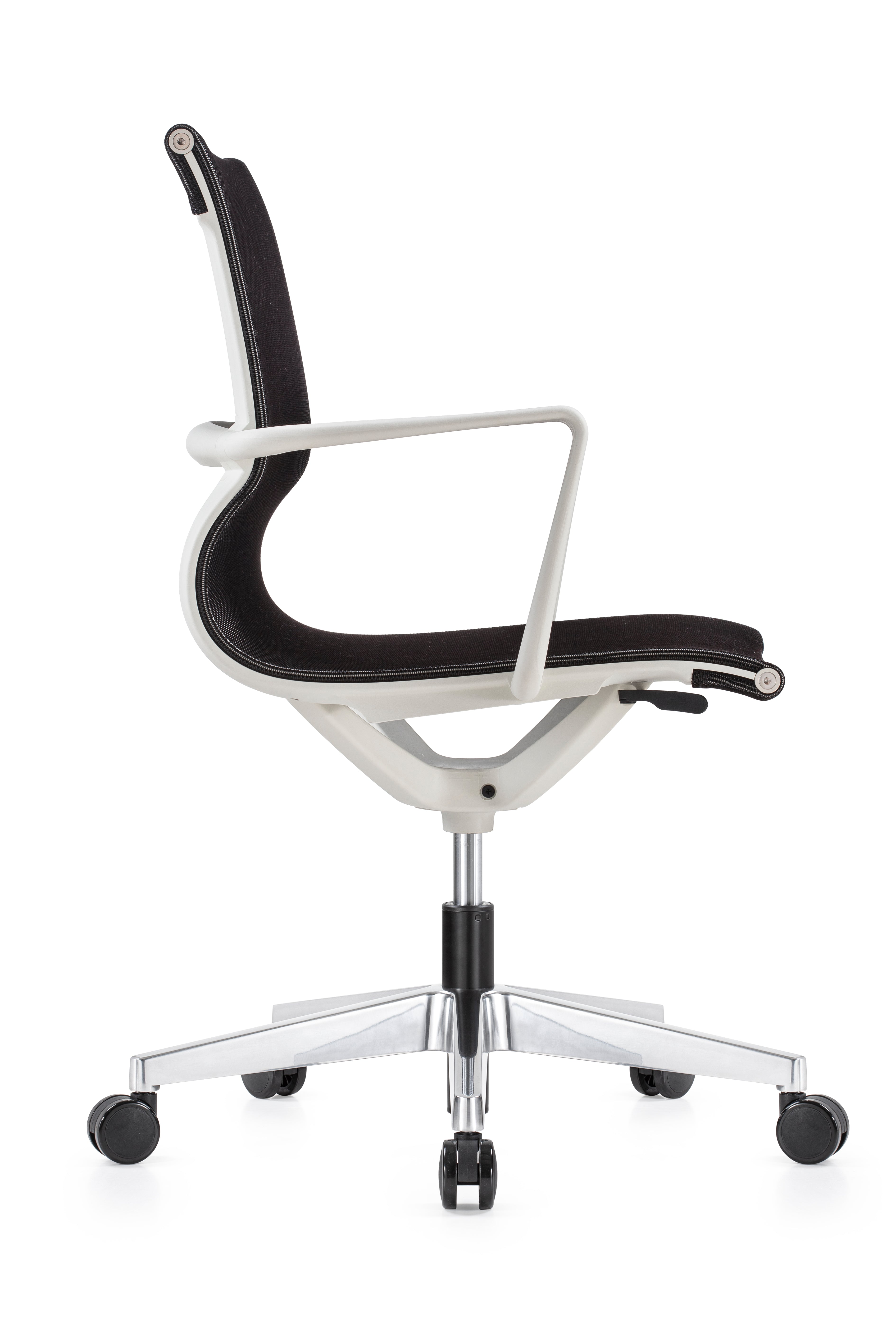 Kinetic White Frame Designer Spider Mesh Chair - Black Fabric