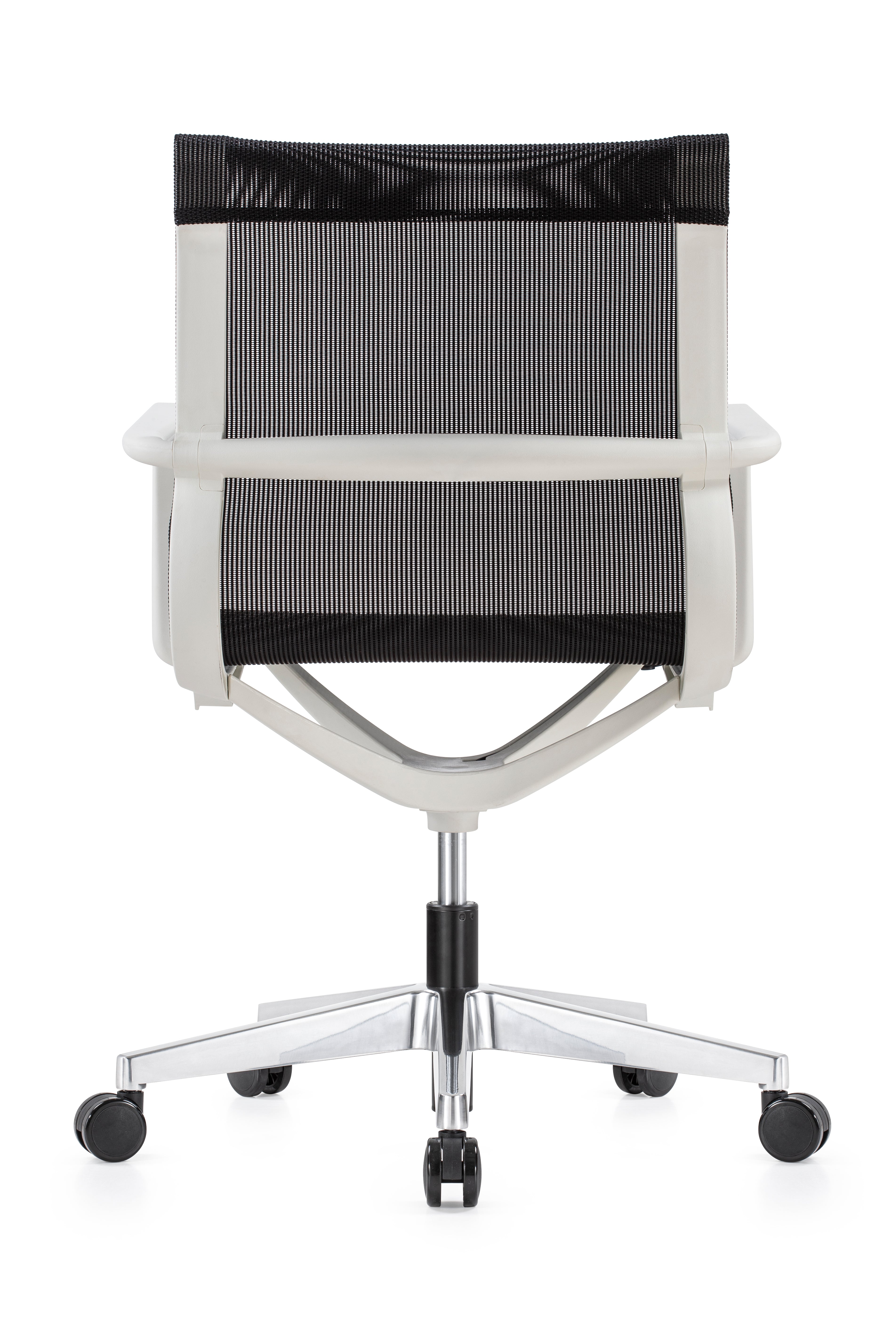 Kinetic White Frame Designer Spider Mesh Chair - Black Fabric