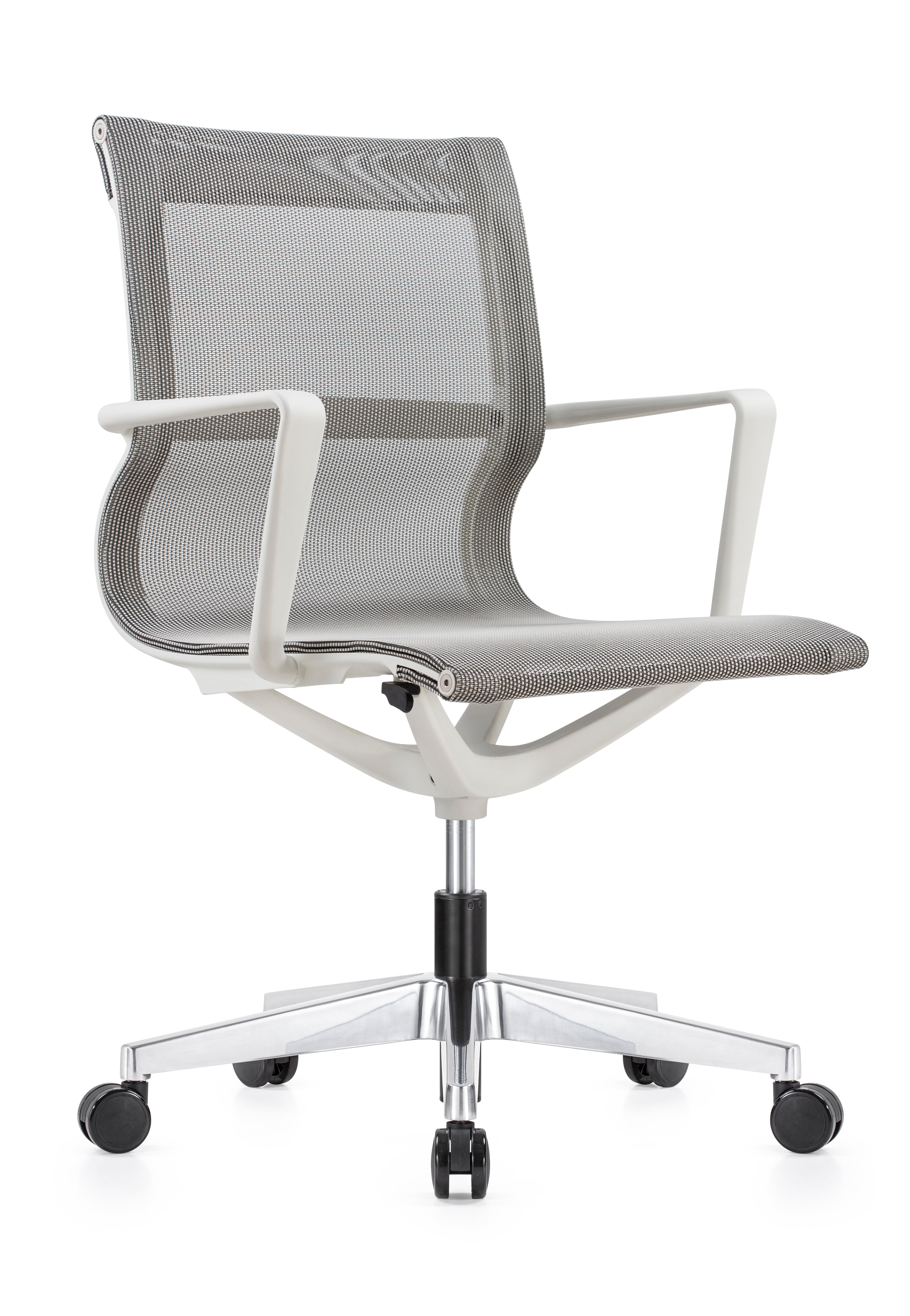 Kinetic White Frame Designer Spider Mesh Chair - Ivory Fabric