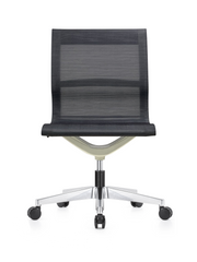 Kinetic White Frame Designer Spider Mesh Chair No Arms - Black Fabric
