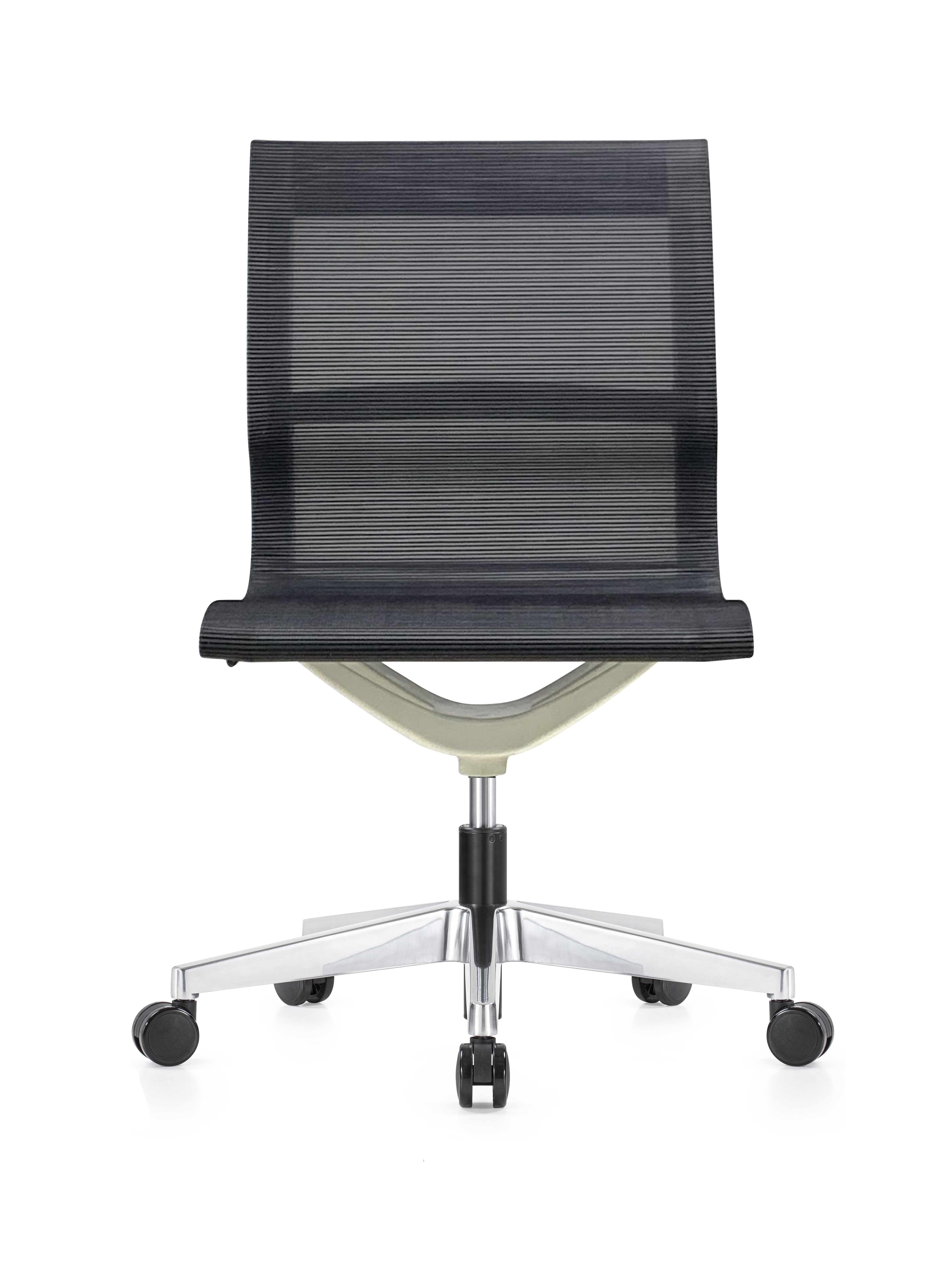 Kinetic White Frame Designer Spider Mesh Chair No Arms - Black Fabric
