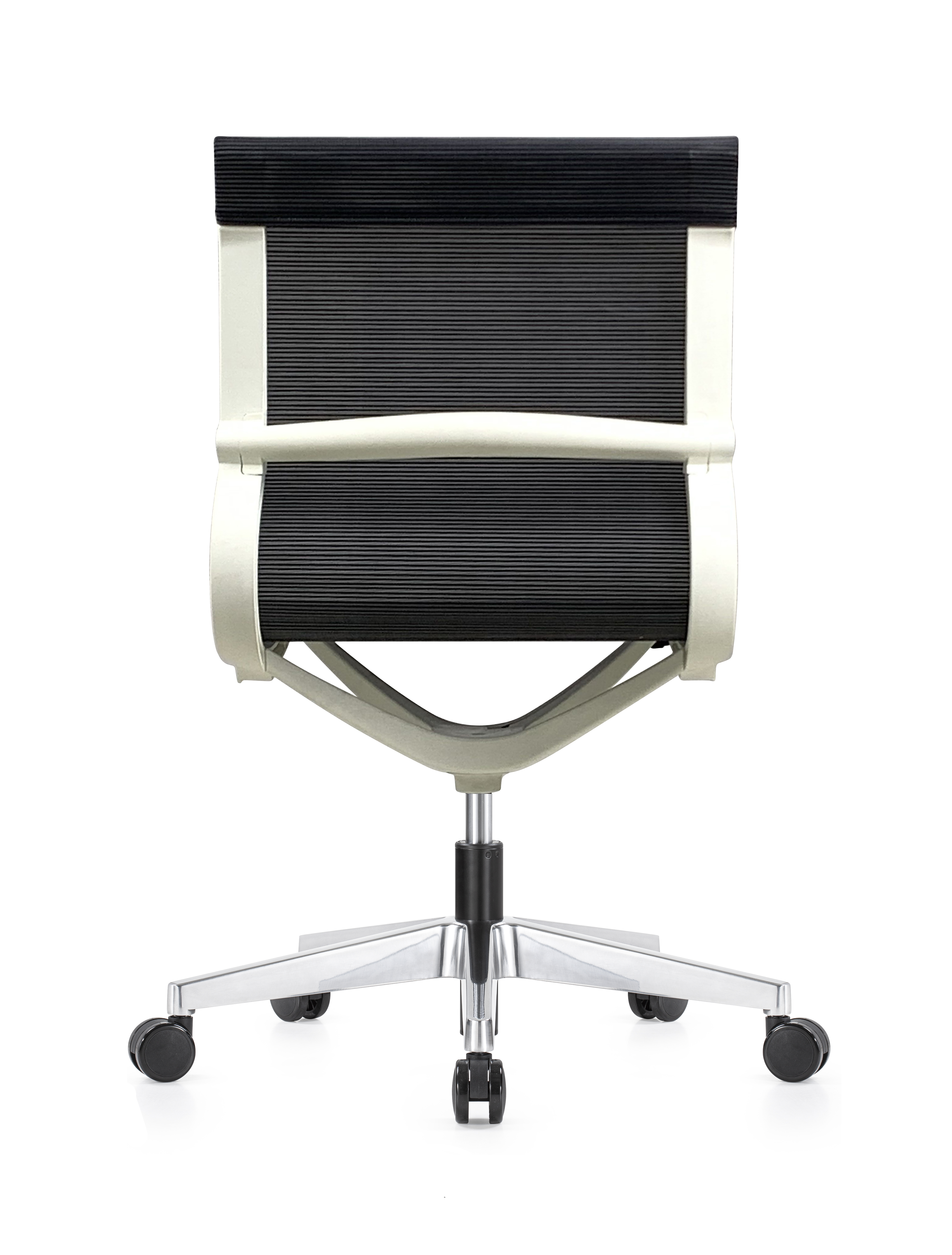 Kinetic White Frame Designer Spider Mesh Chair No Arms - Black Fabric