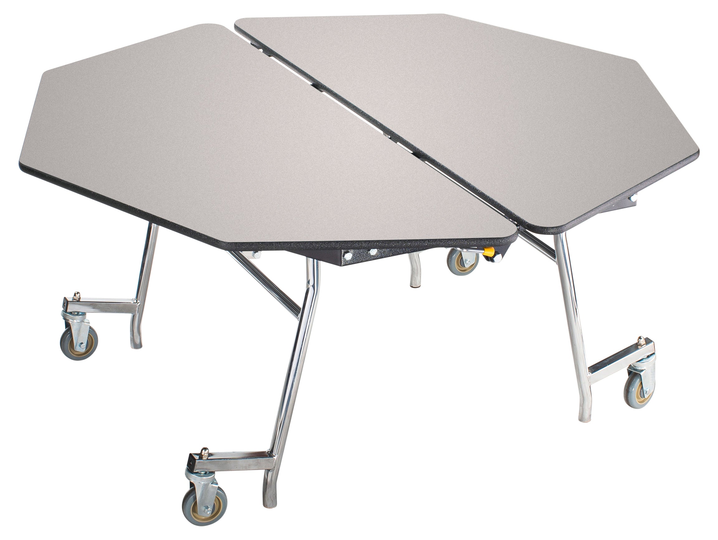 NPS® Mobile Cafeteria Table, 60" Octagon, Plywood Core, Edge Type: ProtectEdge, Frame Type: Chrome (Specify Laminate Color and Height)