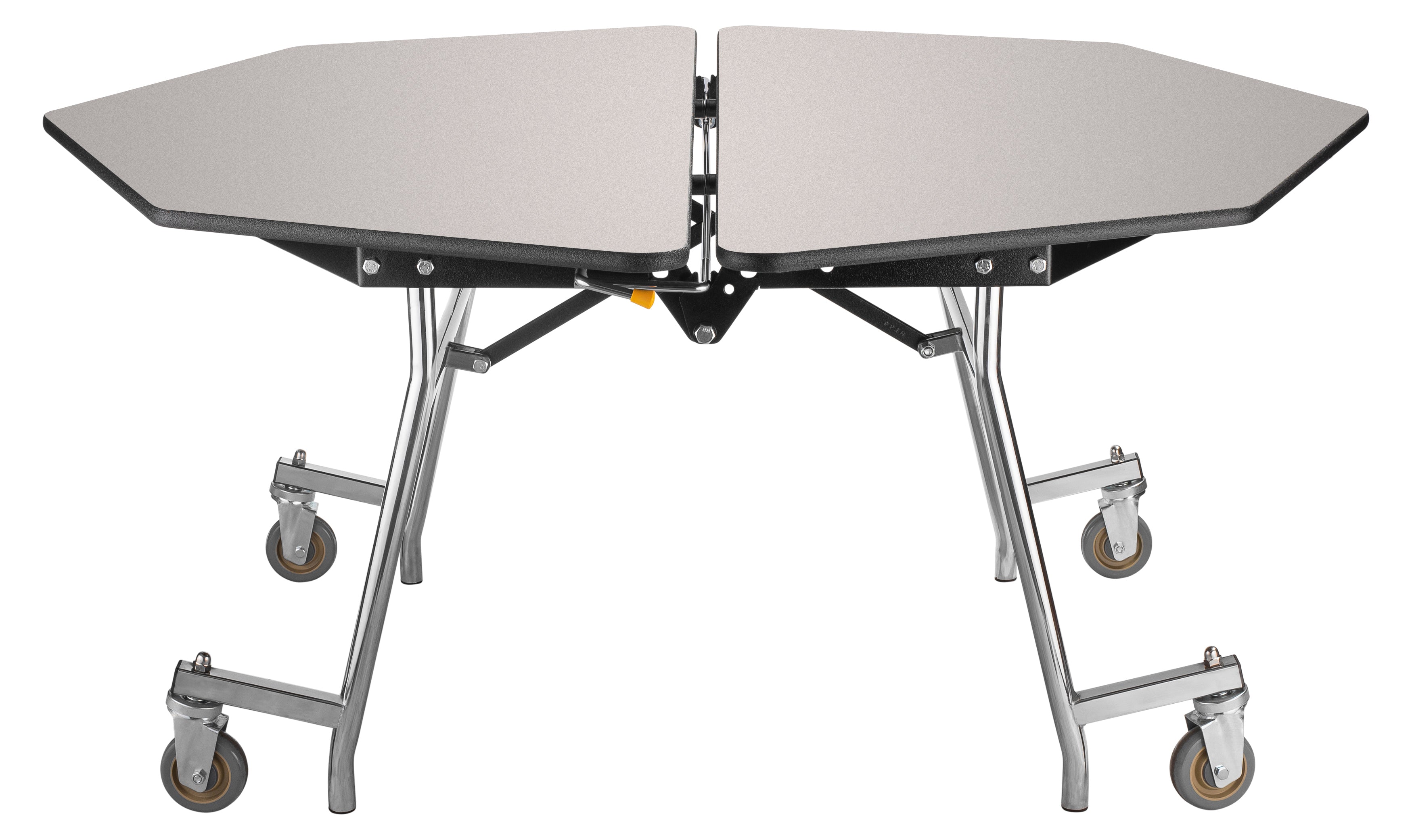 NPS® Mobile Cafeteria Table, 60" Octagon, Plywood Core, Edge Type: ProtectEdge, Frame Type: Chrome (Specify Laminate Color and Height)