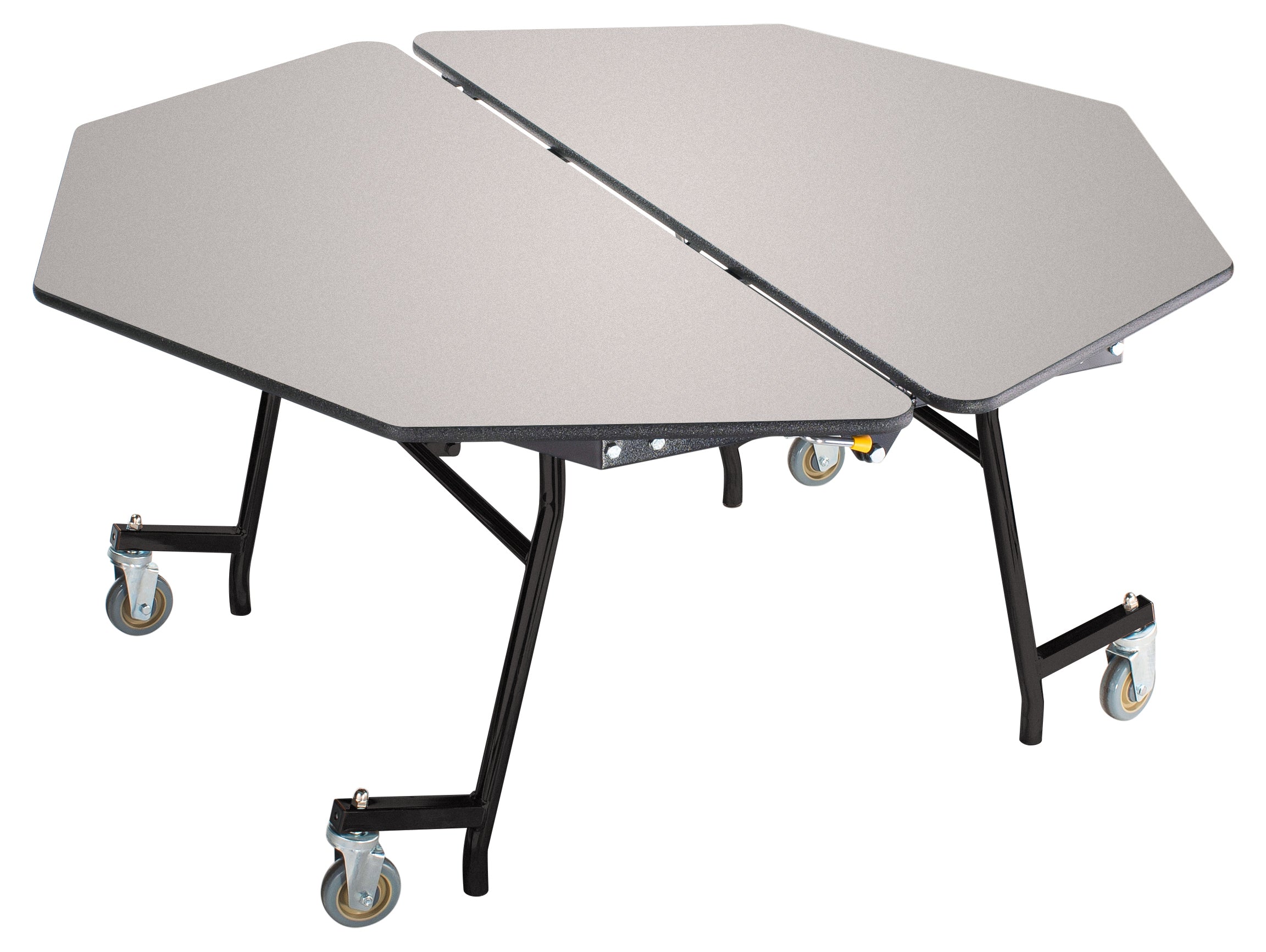 NPS® Mobile Cafeteria Table, 60" Octagon, Plywood Core, Edge Type: ProtectEdge, Frame Type: Textured Black (Specify Laminate Color and Height)