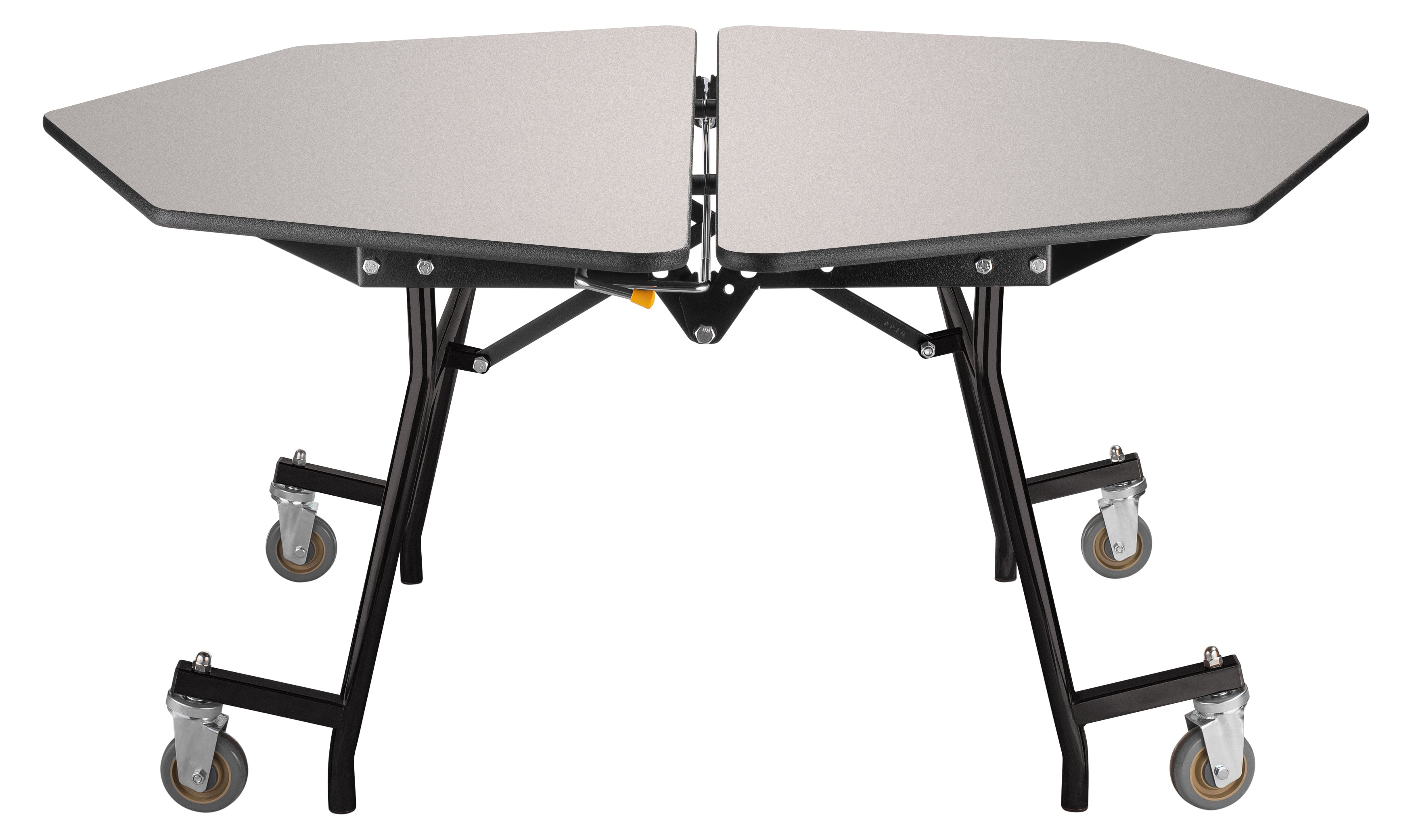 NPS® Mobile Cafeteria Table, 60" Octagon, Plywood Core, Edge Type: ProtectEdge, Frame Type: Textured Black (Specify Laminate Color and Height)