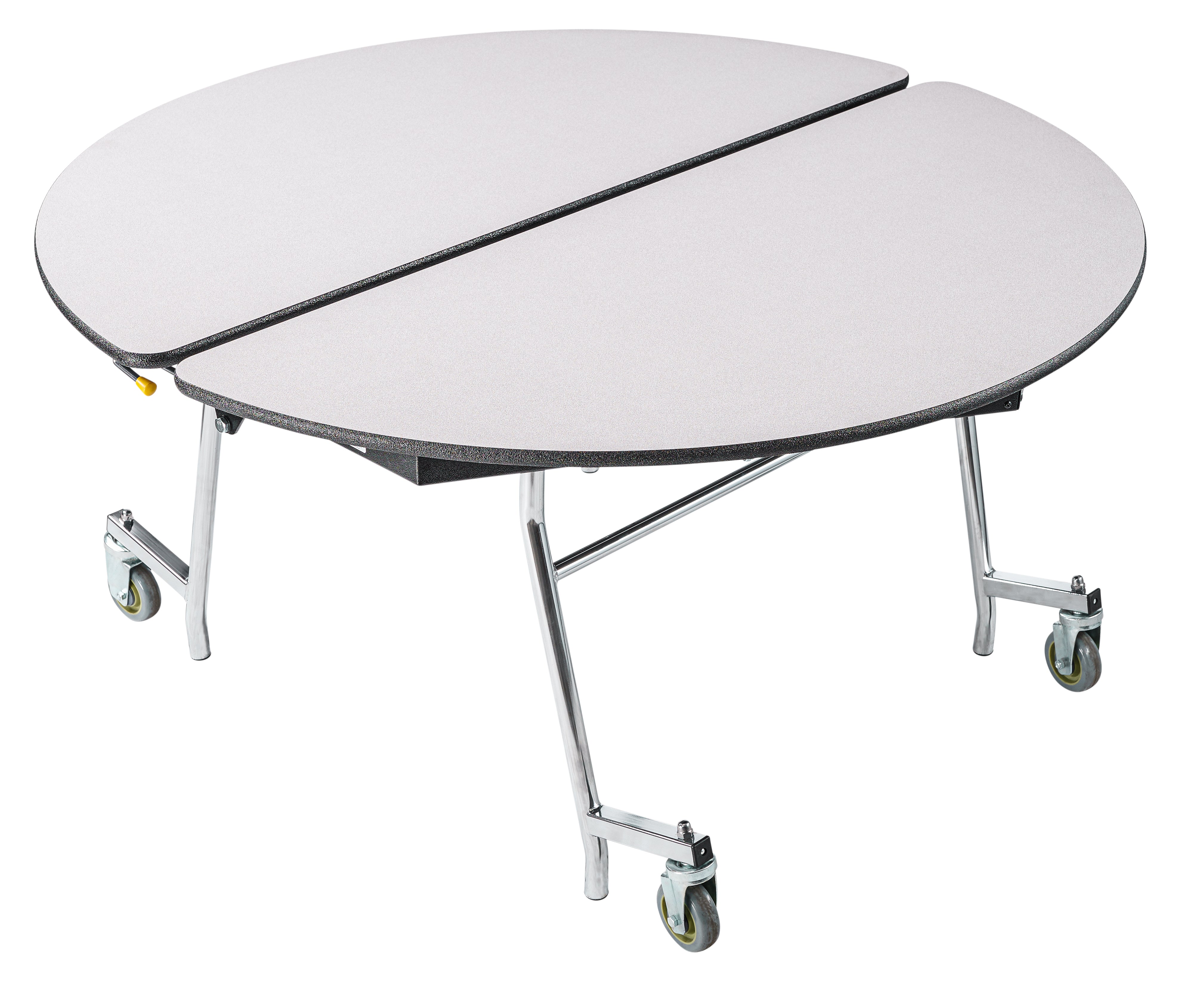 NPS® Mobile Cafeteria Table, 48" Round, Plywood Core, Edge Type: ProtectEdge, Frame Type: Chrome (Specify Laminate Color and Height)