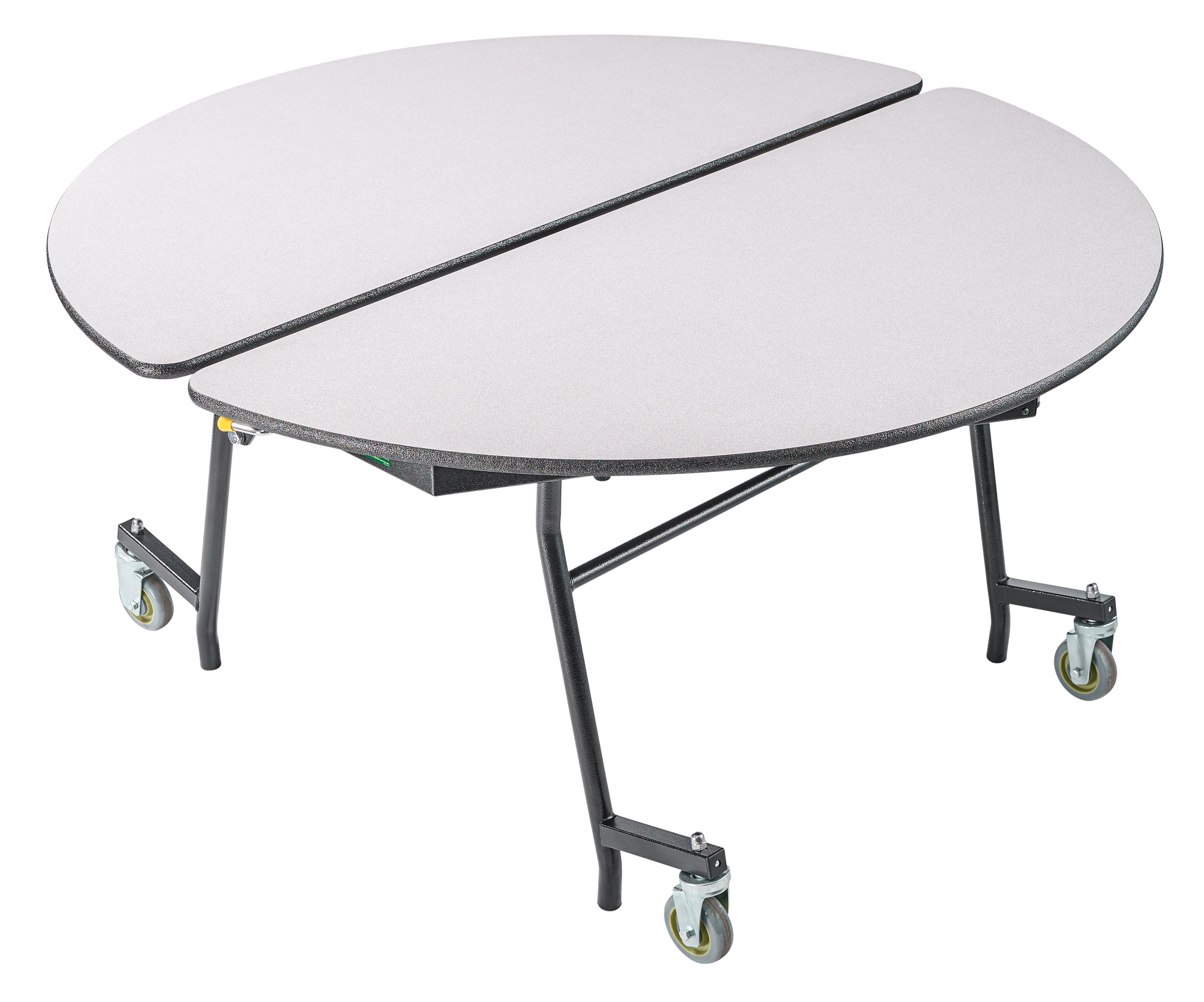 NPS® Mobile Cafeteria Table, 48" Round, Plywood Core, Edge Type: ProtectEdge, Frame Type: Textured Black (Specify Laminate Color and Height)