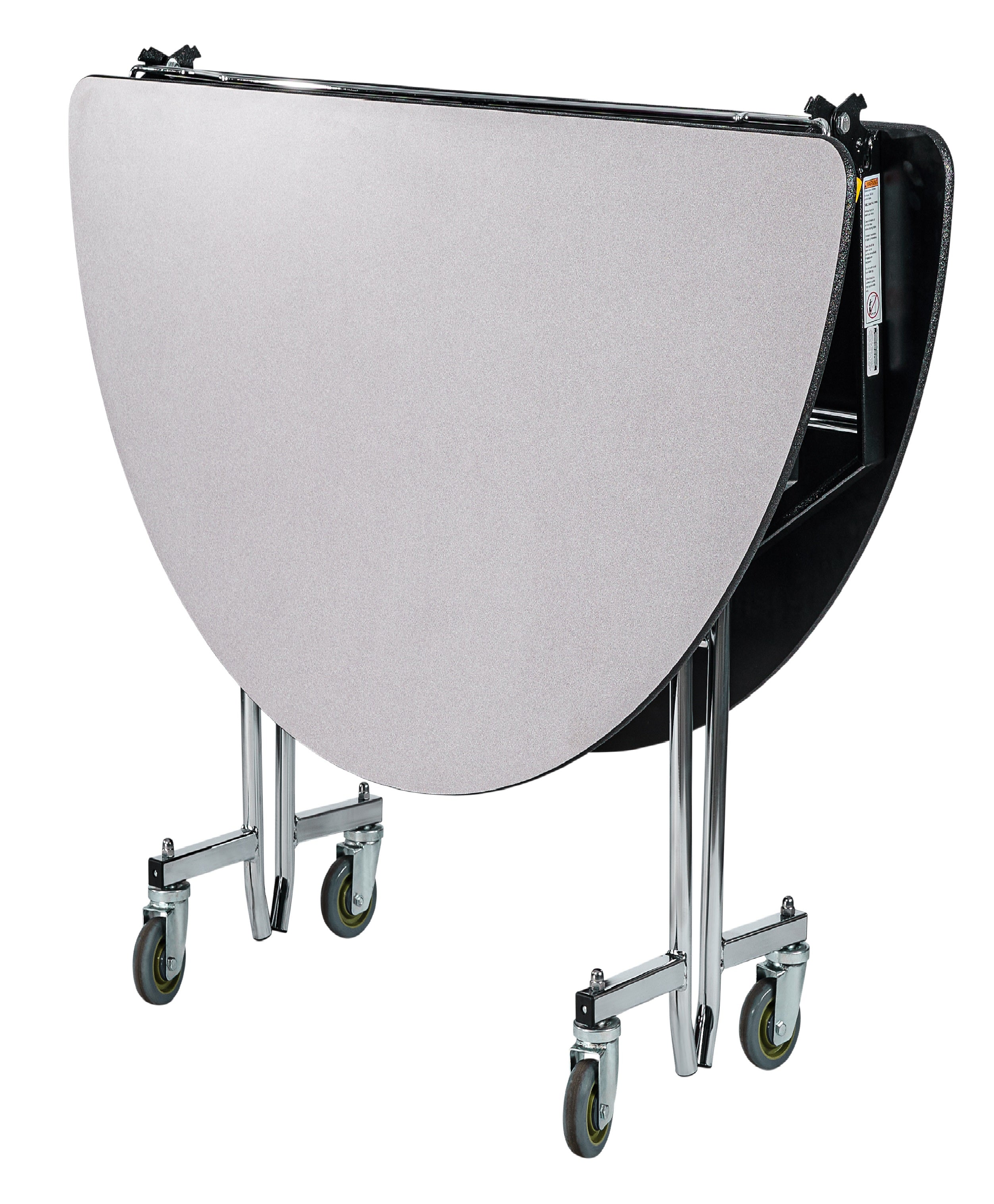 NPS® Mobile Cafeteria Table, 72" Oval, Plywood Core, Edge Type: ProtectEdge, Frame Type: Chrome (Specify Laminate Color and Height)