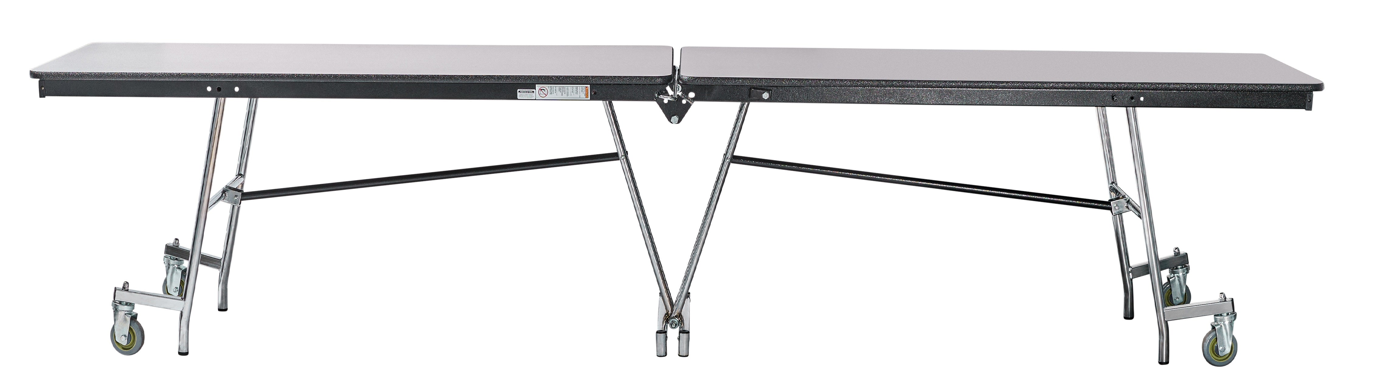 NPS® Mobile Cafeteria Table, 8' Rectangle, Plywood Core, Edge Type: ProtectEdge, Frame Type: Chrome (Specify Laminate Color and Height)